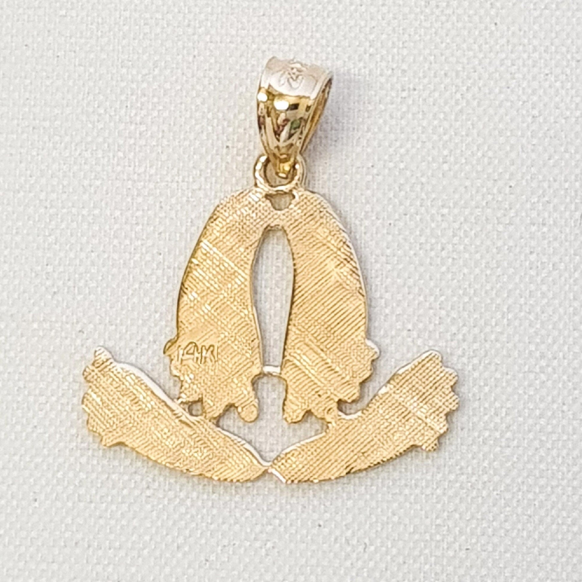 14K Yellow Gold Footprints Pendant