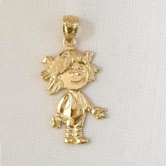 14K Yellow Gold Girl Pendant
