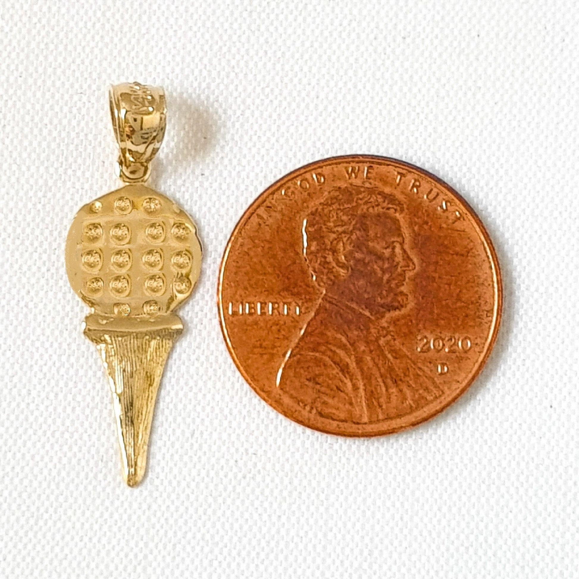 14K Yellow Gold Golf Ball on Tee Pendant