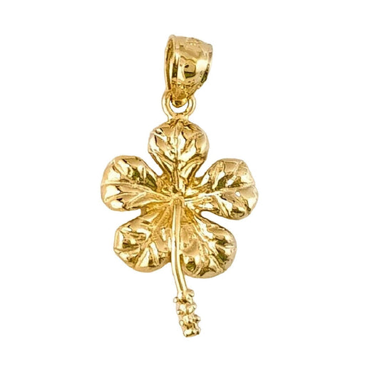 14K Yellow Gold Hawaiian Hibiscus Plumeria Flower Pendant