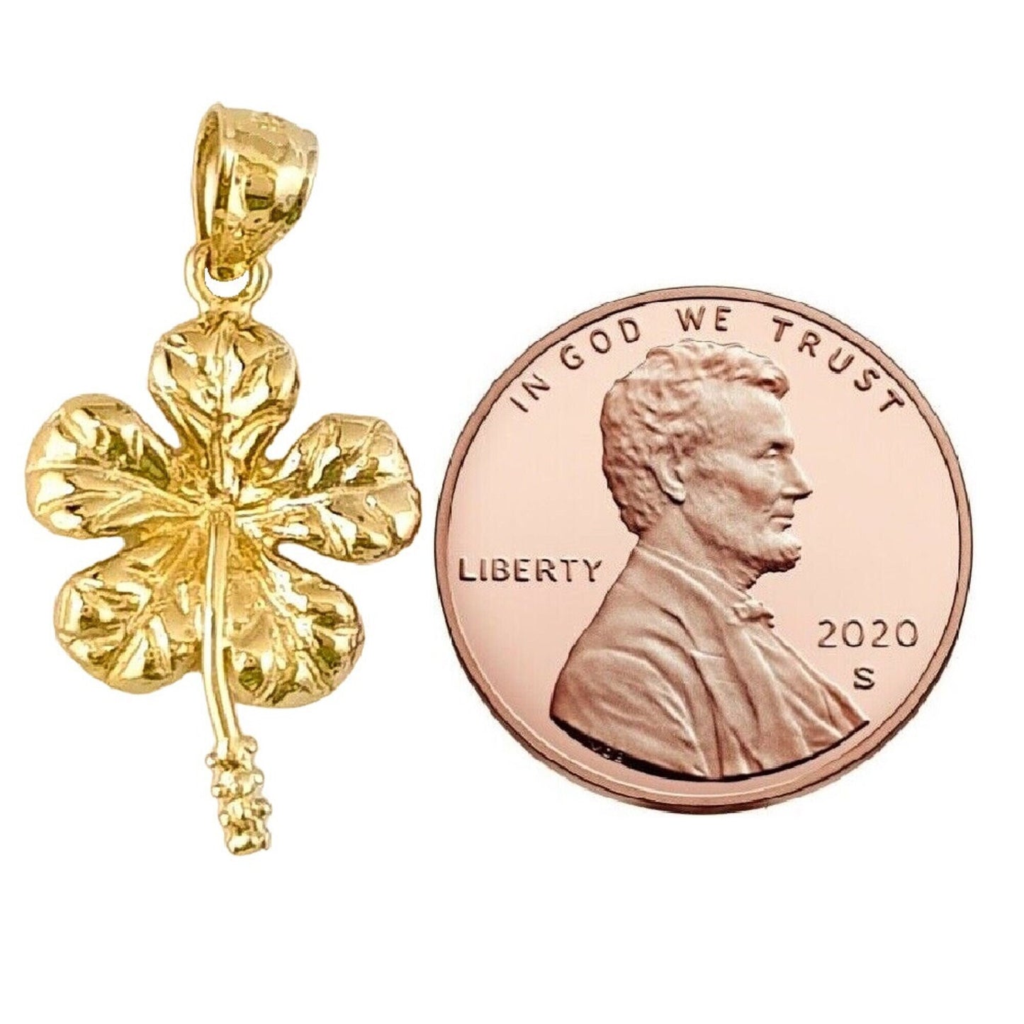 14K Yellow Gold Hawaiian Hibiscus Plumeria Flower Pendant