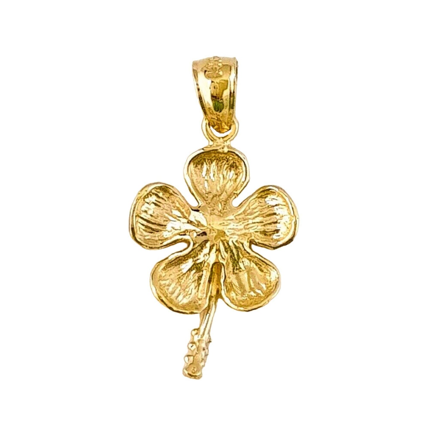14K Yellow Gold Hawaiian Hibiscus Plumeria Flower Pendant