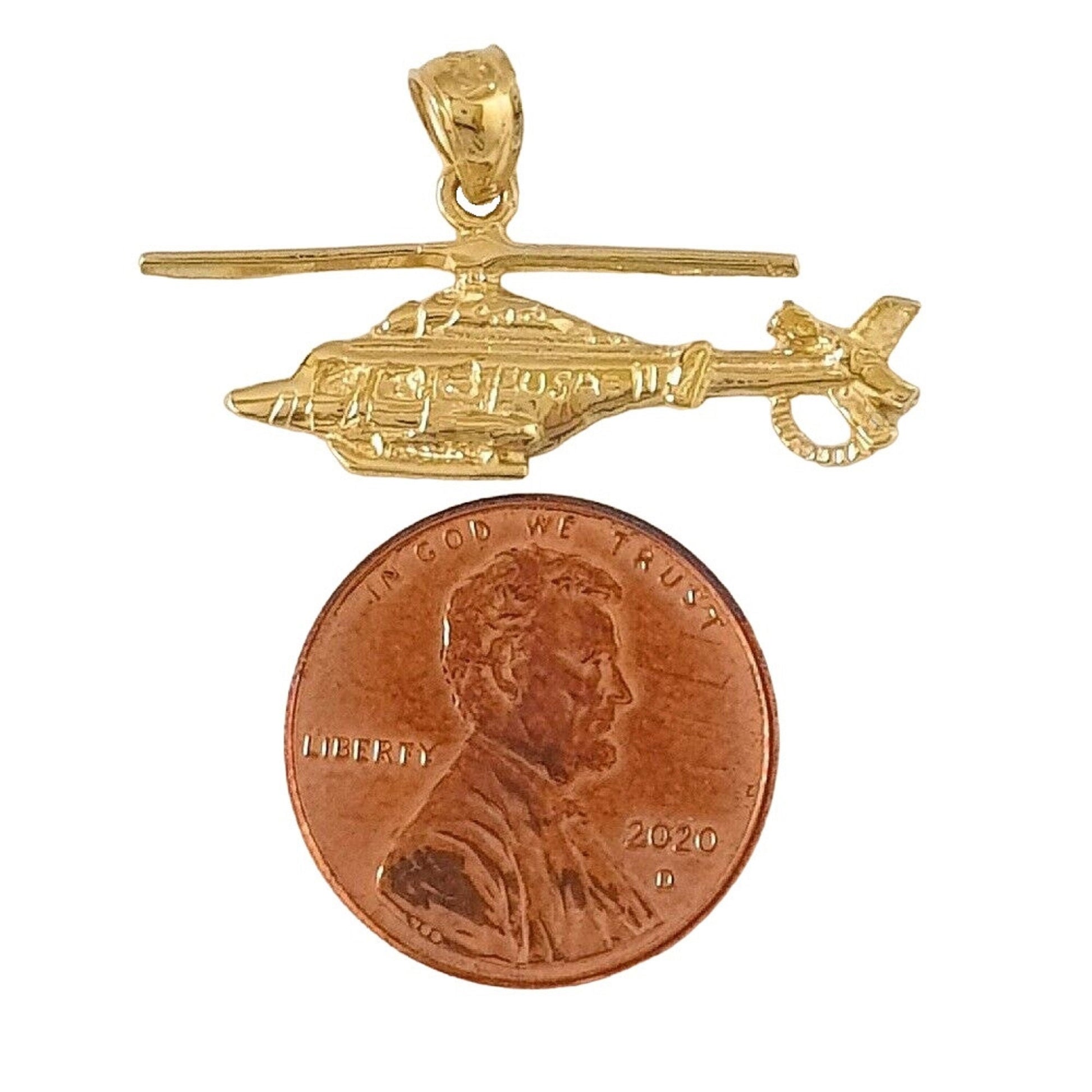 14K Yellow Gold Helicopter Pendant