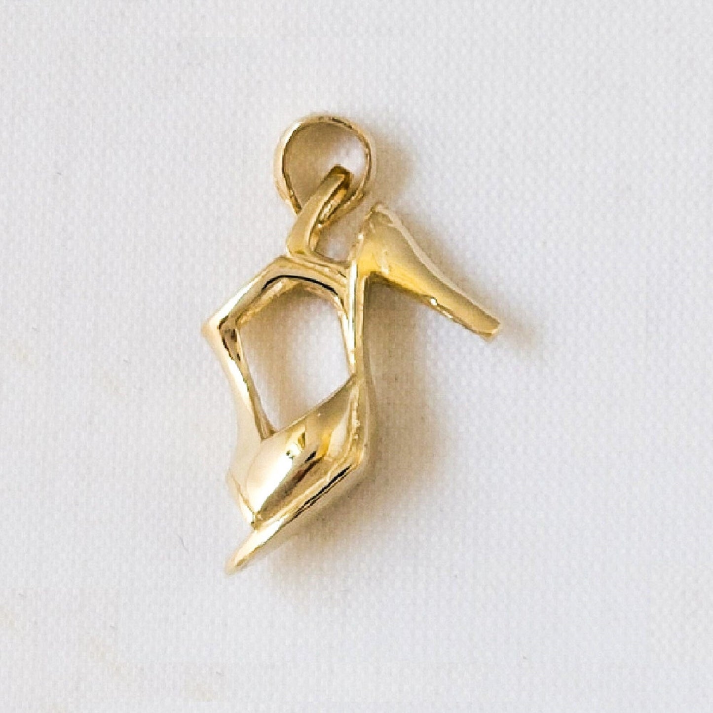 14K Yellow Gold High Heel Shoe 3D (3 Dimensional) Pendant