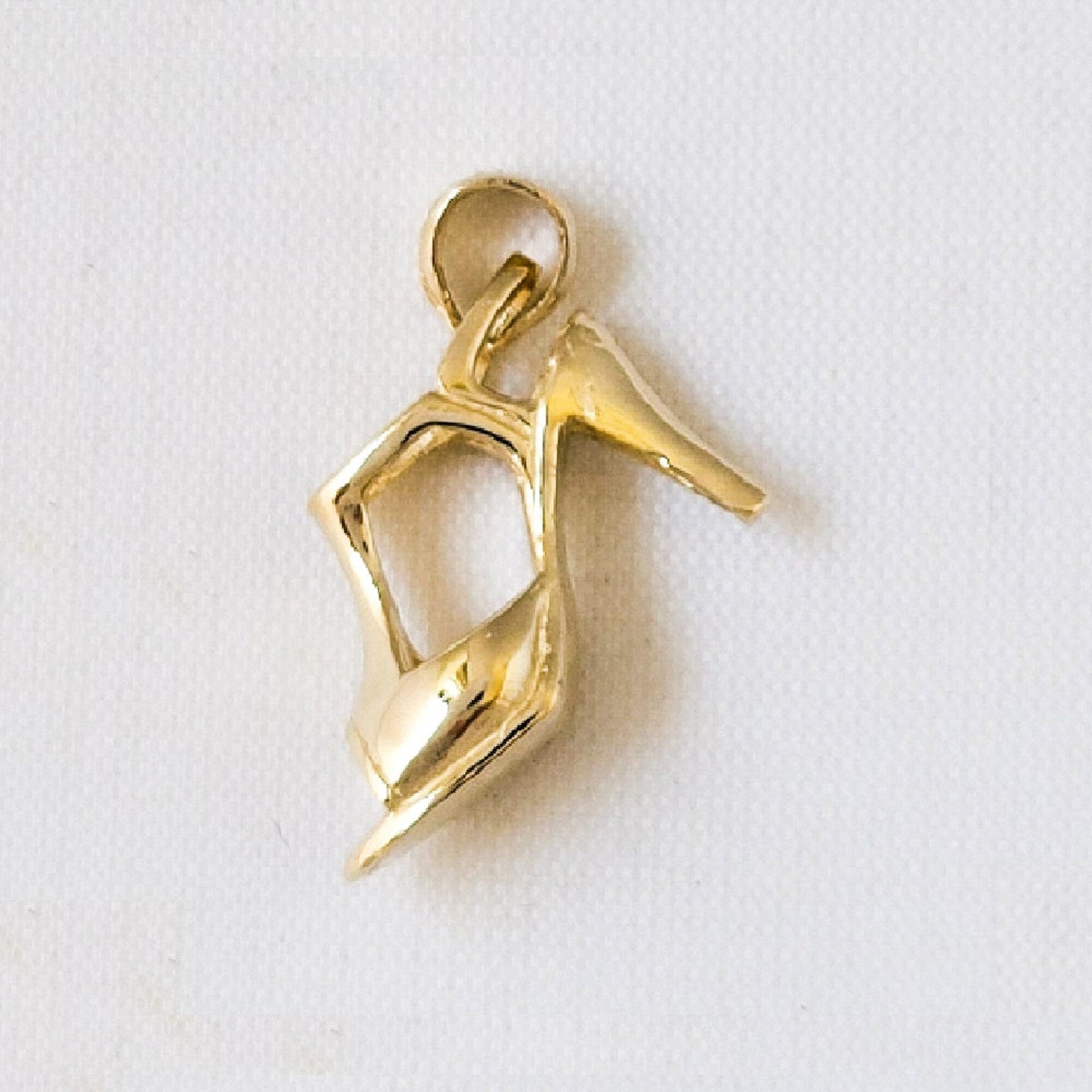 14K Yellow Gold High Heel Shoe 3D (3 Dimensional) Pendant