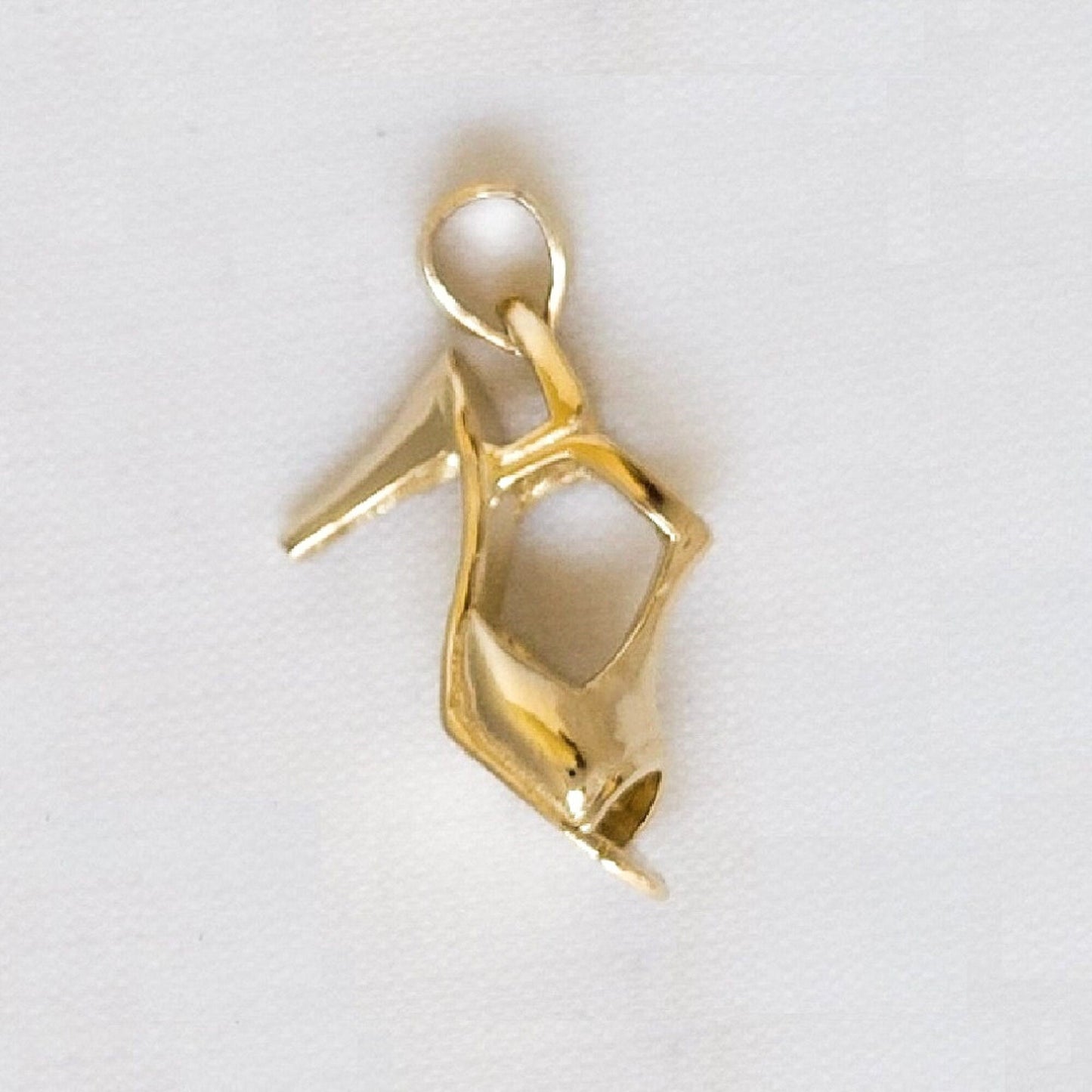 14K Yellow Gold High Heel Shoe 3D (3 Dimensional) Pendant