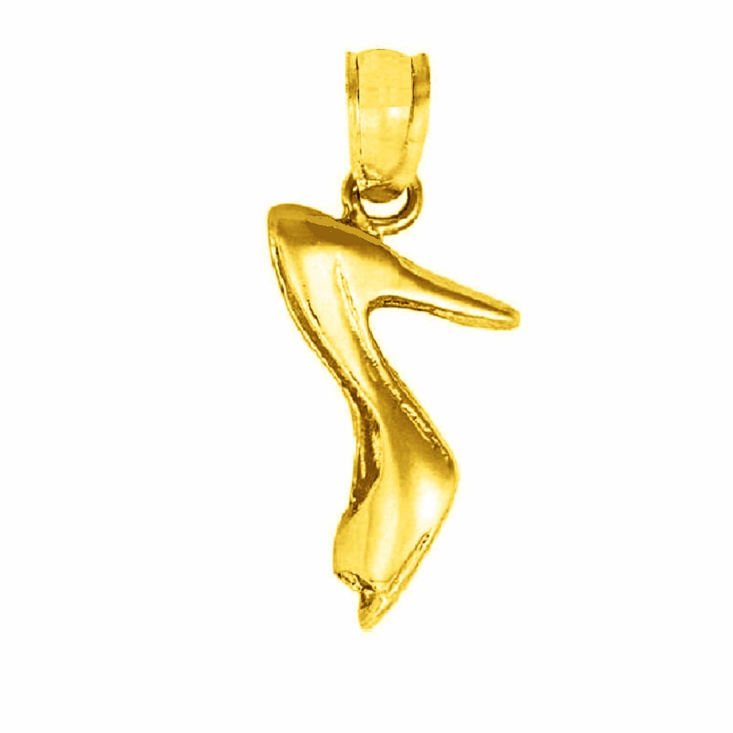 14K Yellow Gold HIGH HEEL SHOE 3D (3 Dimensional) Pendant