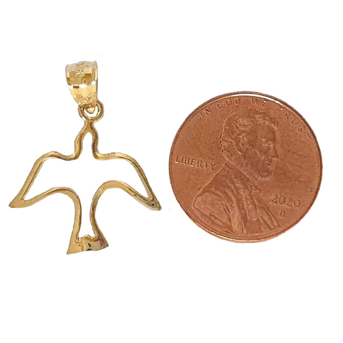 14K Yellow Gold Holy Spirit Dove Pendant