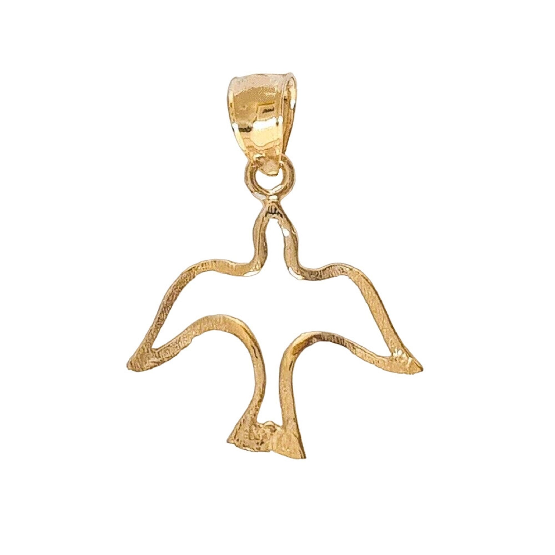 14K Yellow Gold Holy Spirit Dove Pendant