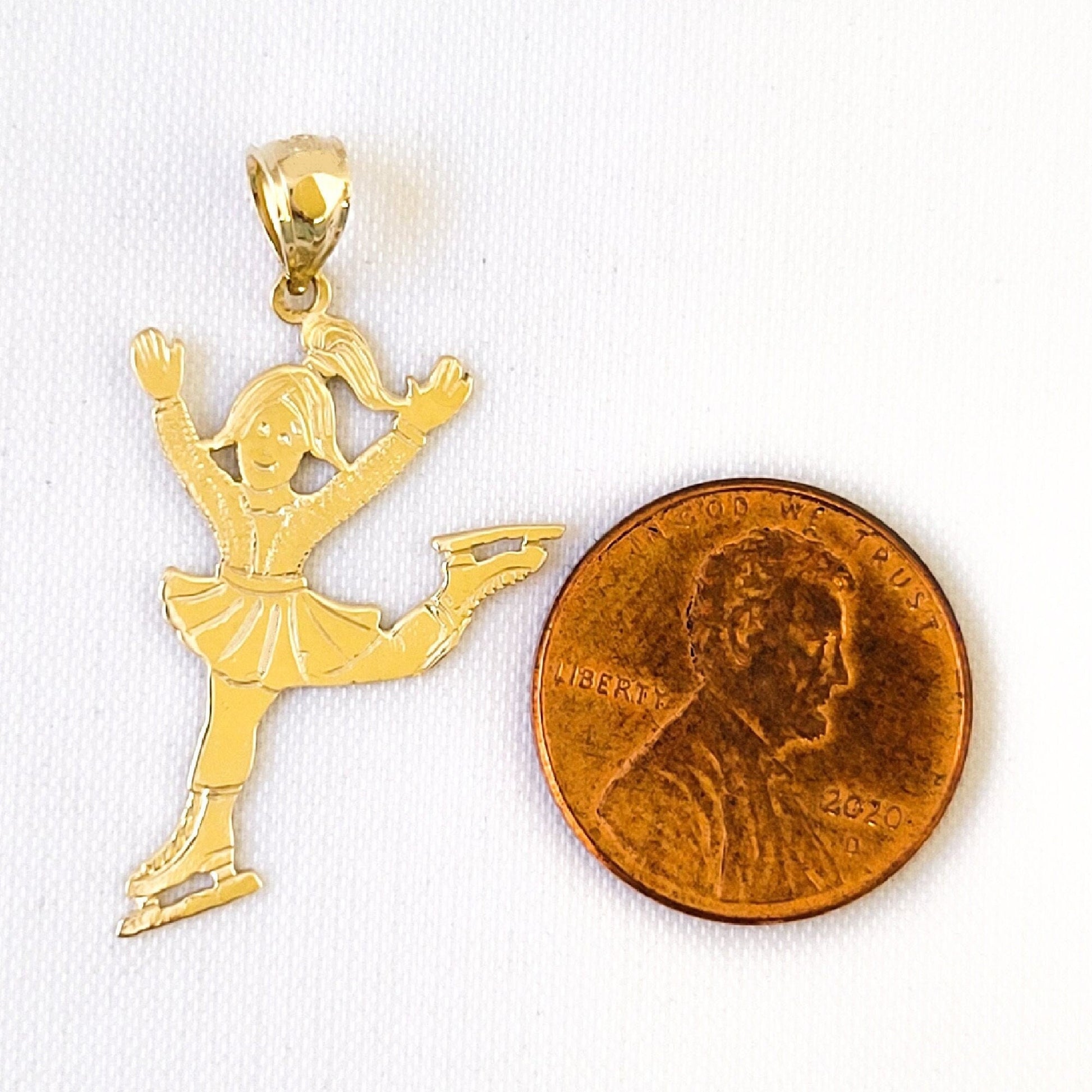 14K Yellow Gold Ice Skater Pendant