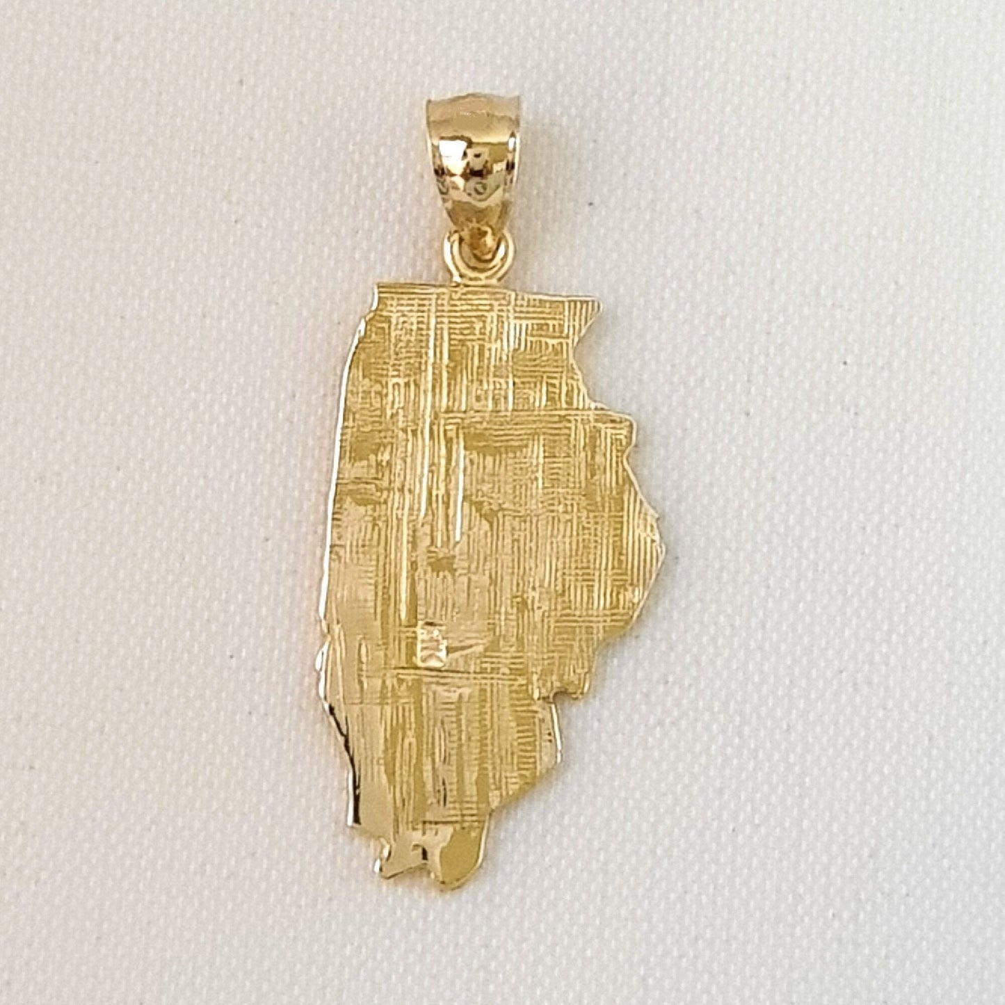 14K Yellow Gold Illinois State Map Pendant