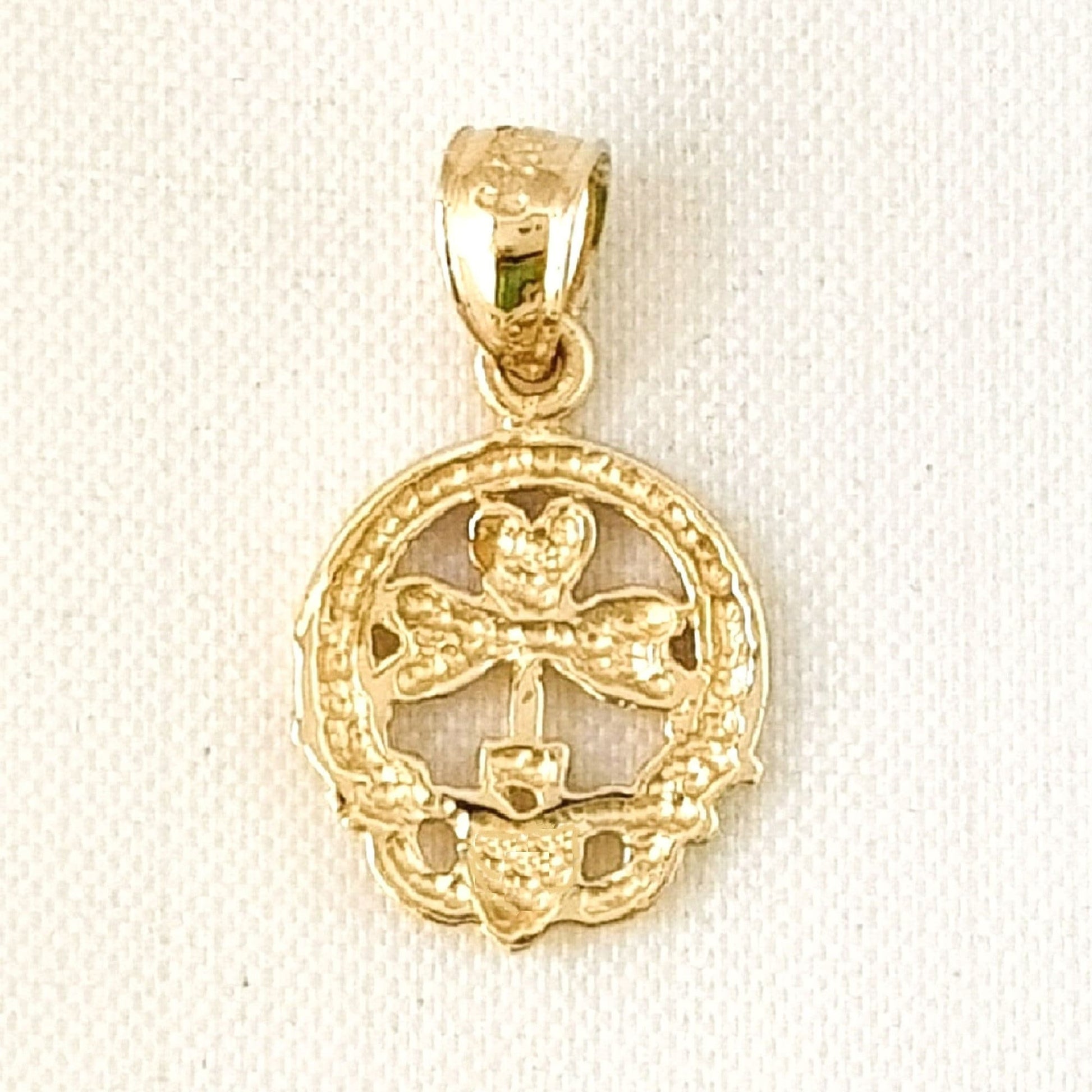 14k Yellow Gold Irish Claddagh Pendant