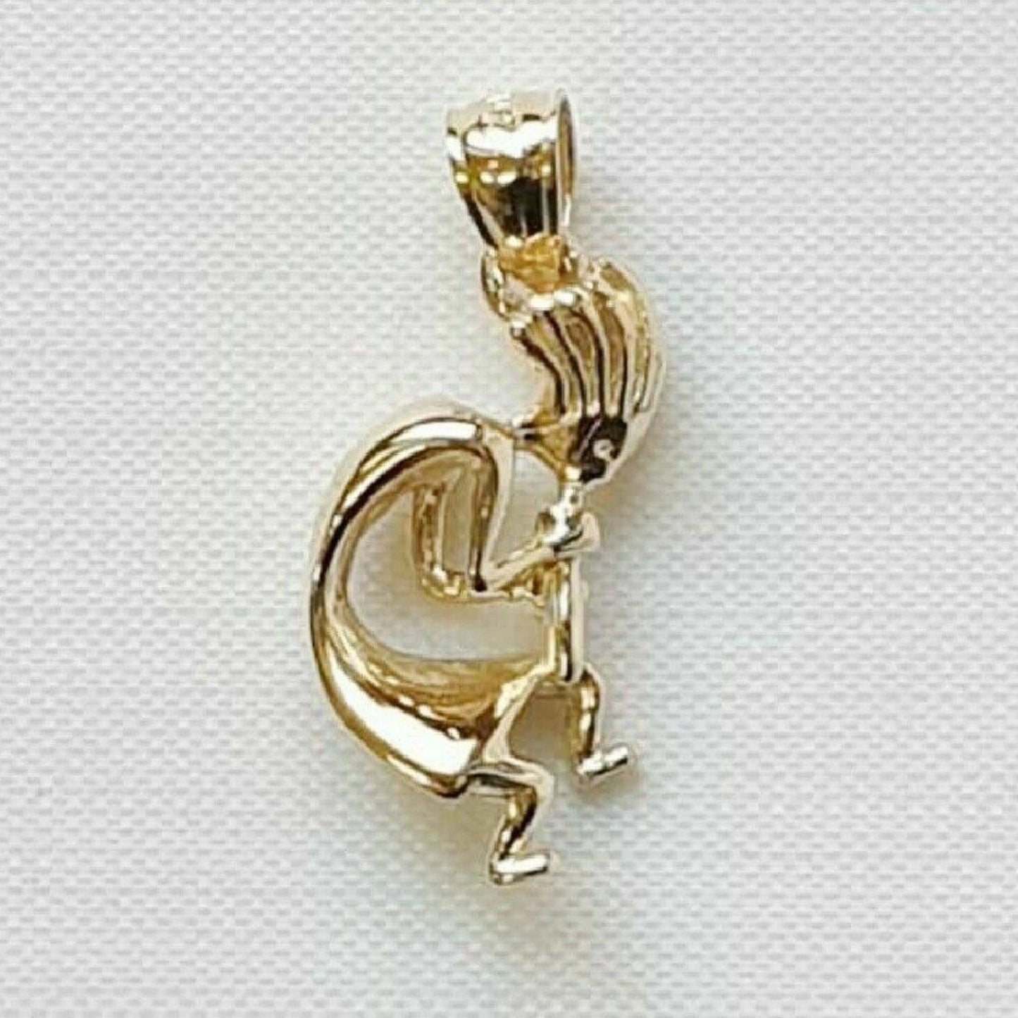 14K Yellow Gold Kokopelli 3D (3 Dimensional) Solid Pendant