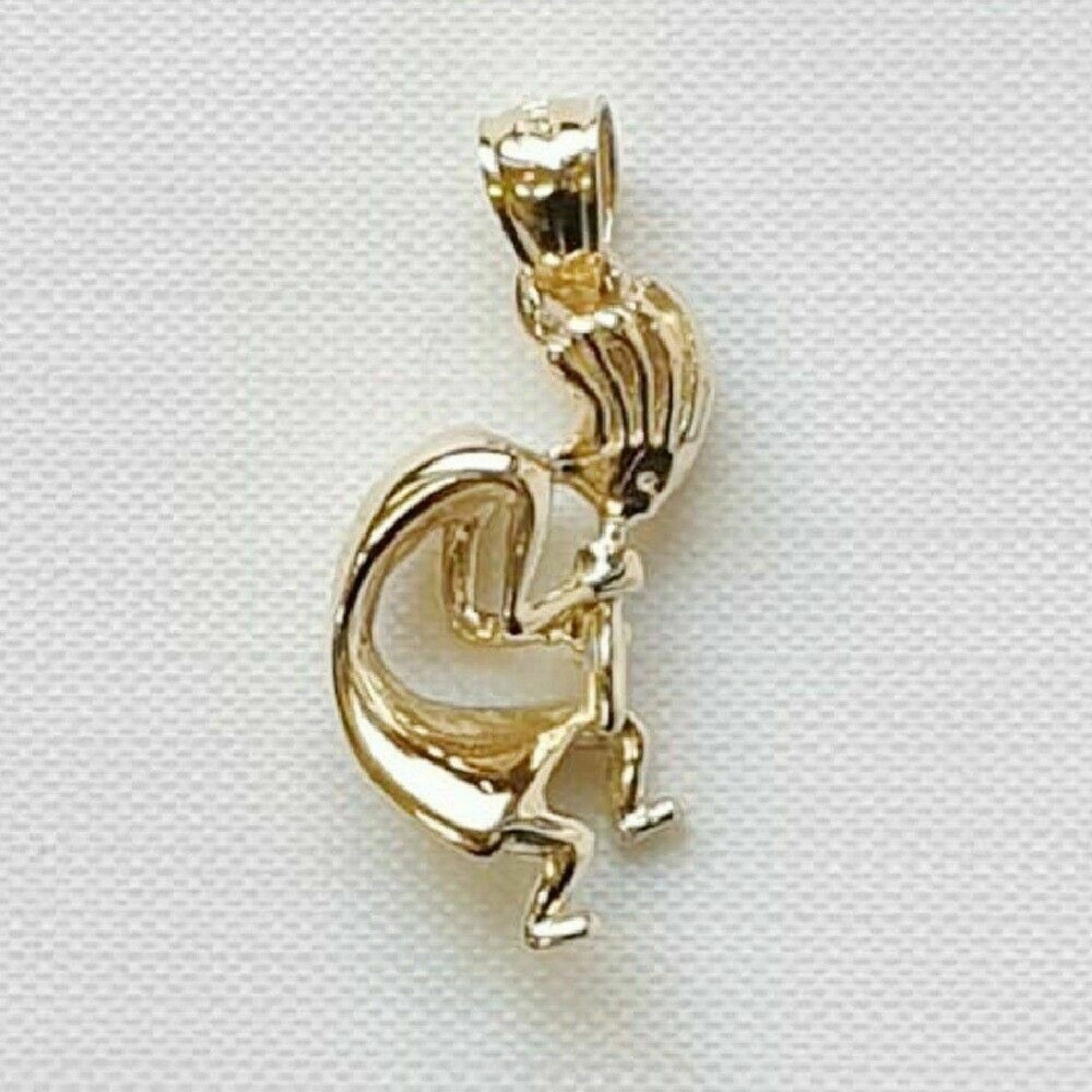 14K Yellow Gold Kokopelli 3D (3 Dimensional) Solid Pendant