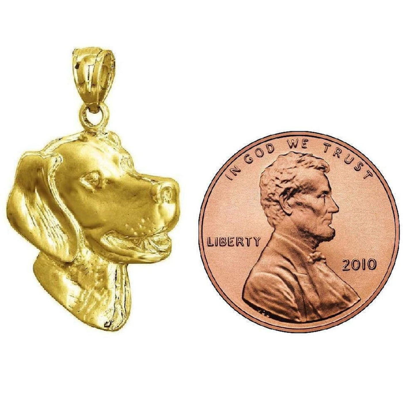 14K Yellow Gold Labrador Dog Head Pendant