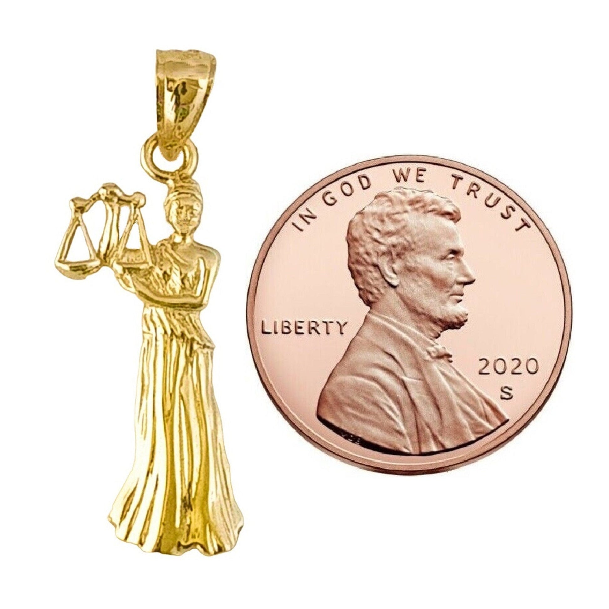 14k Yellow Gold Lady of Justice Pendant