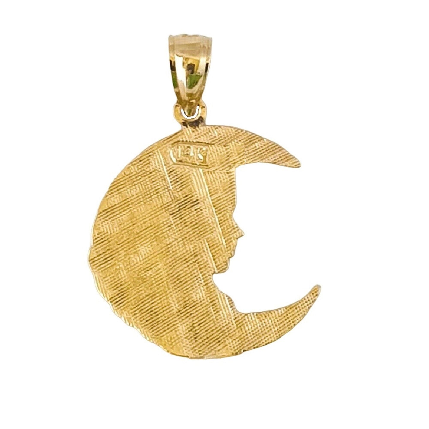 14K Yellow Gold Lady with Crescent Moon Pendant