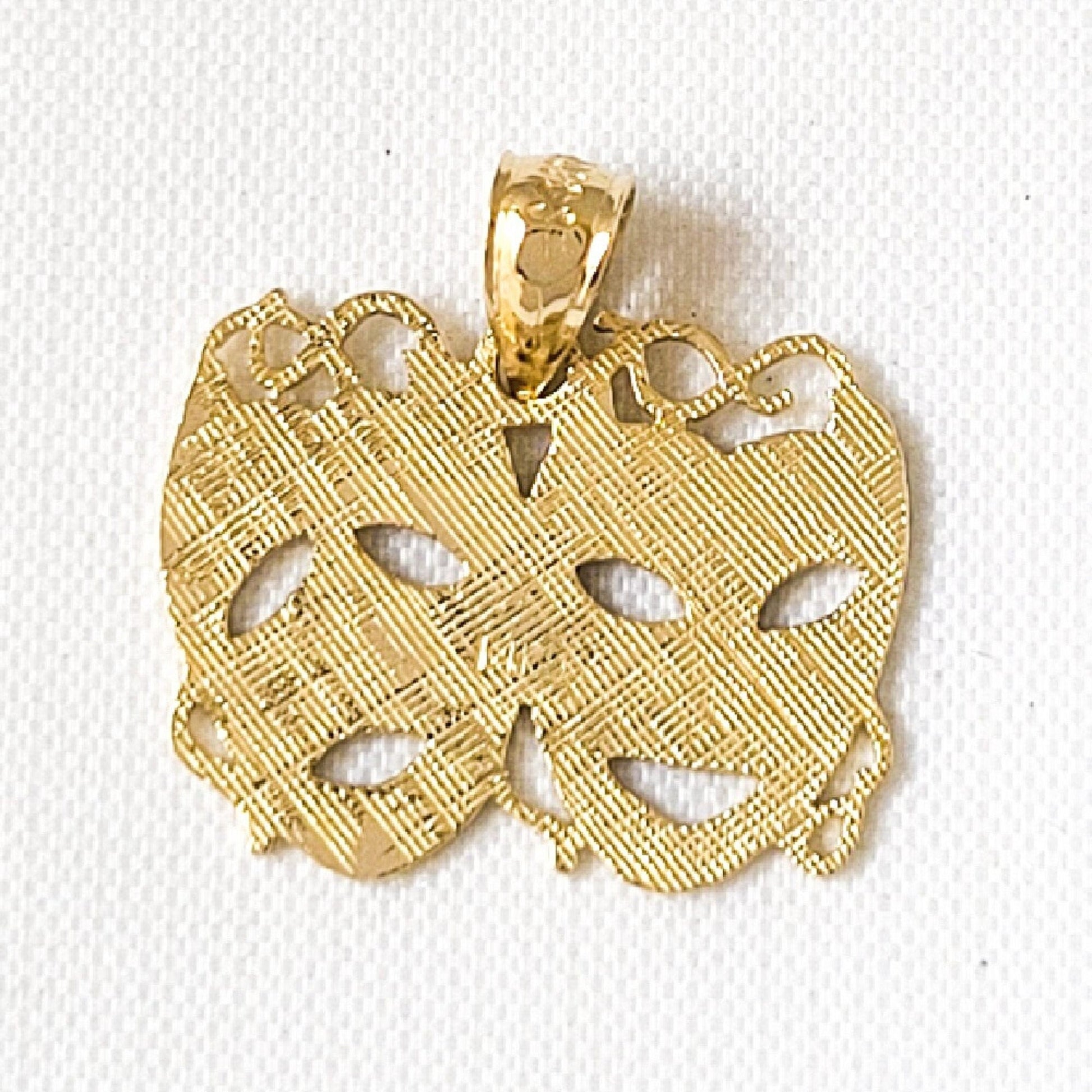 14K Yellow Gold Laugh Now, Cry Later Drama Mask Pendant