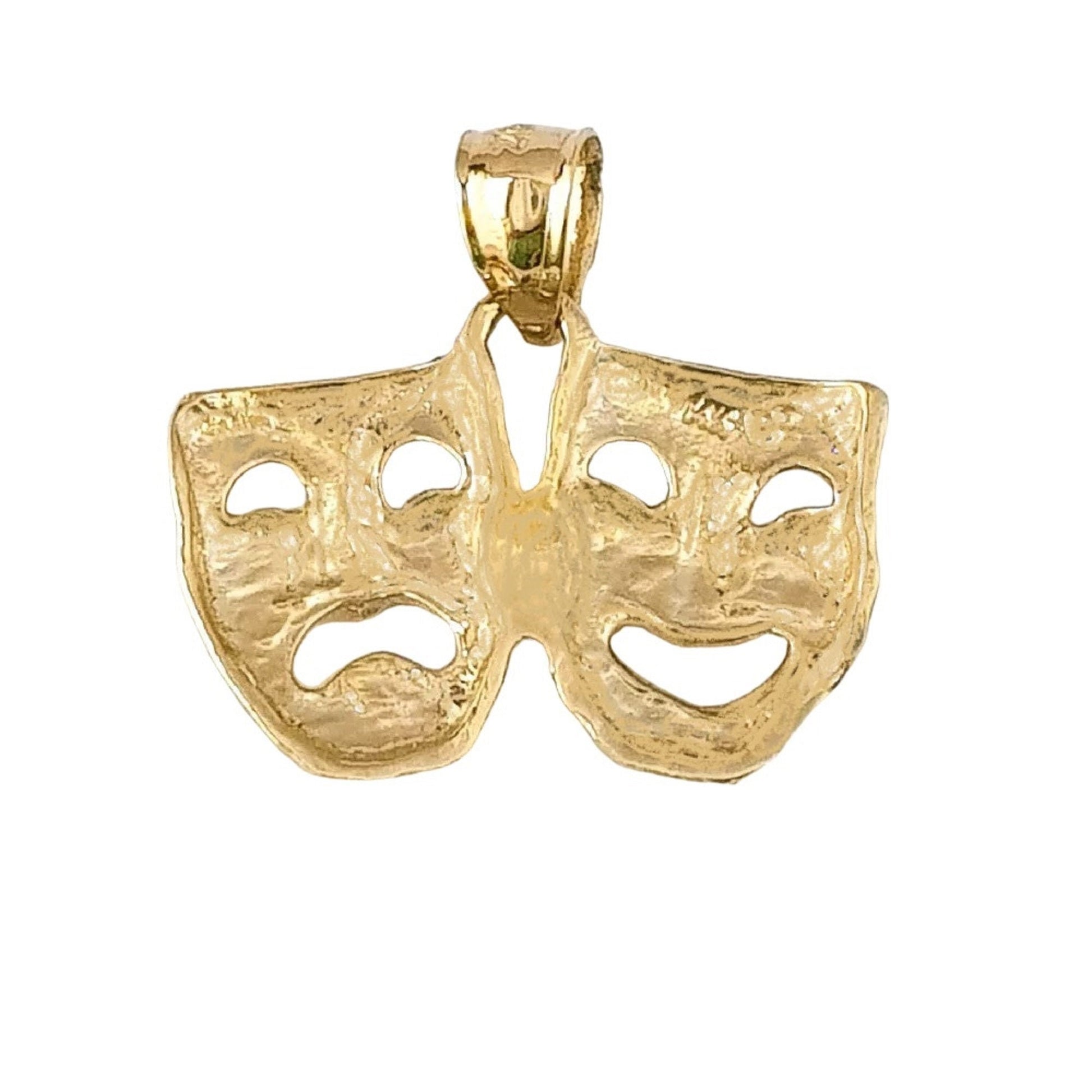 14K Yellow Gold Laugh Now, Cry Later Drama Mask Pendant