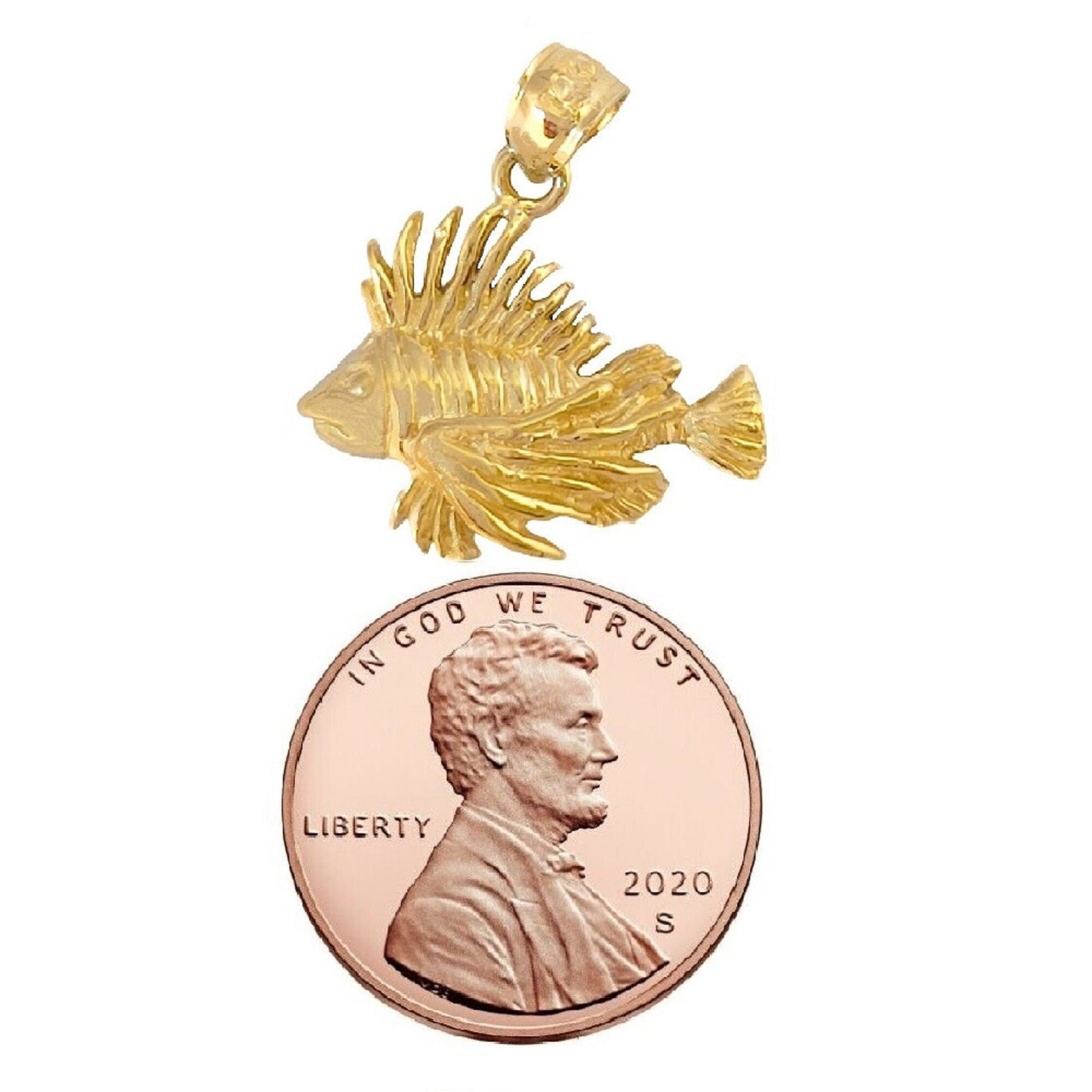 14K Yellow Gold Lionfish Pendant