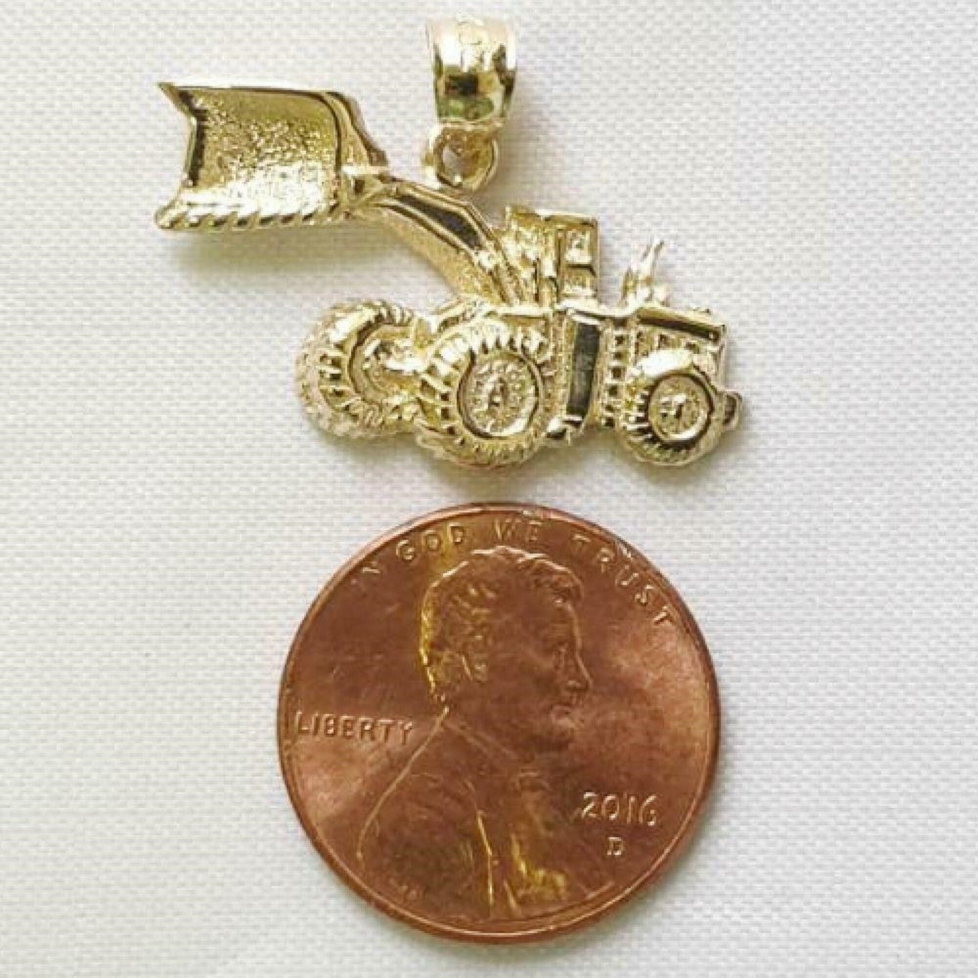 14K Yellow Gold LOADER BULLDOZER Pendant