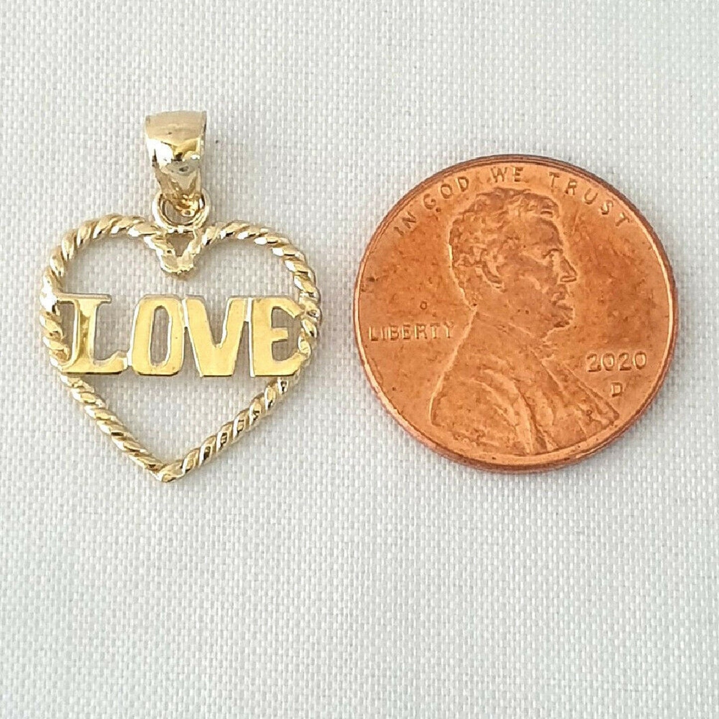 14K Yellow Gold LOVE Heart Pendant