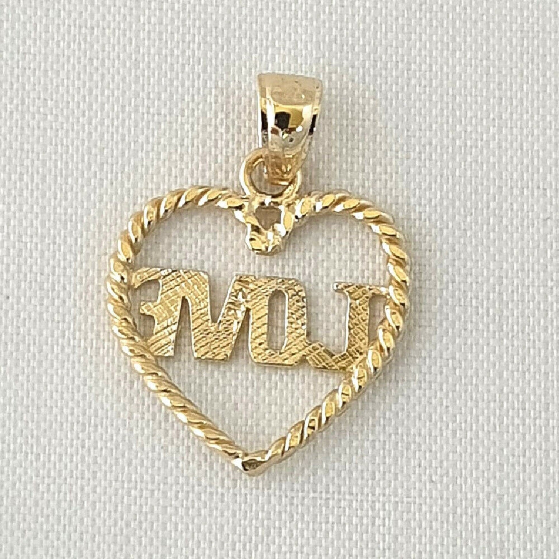 14K Yellow Gold LOVE Heart Pendant