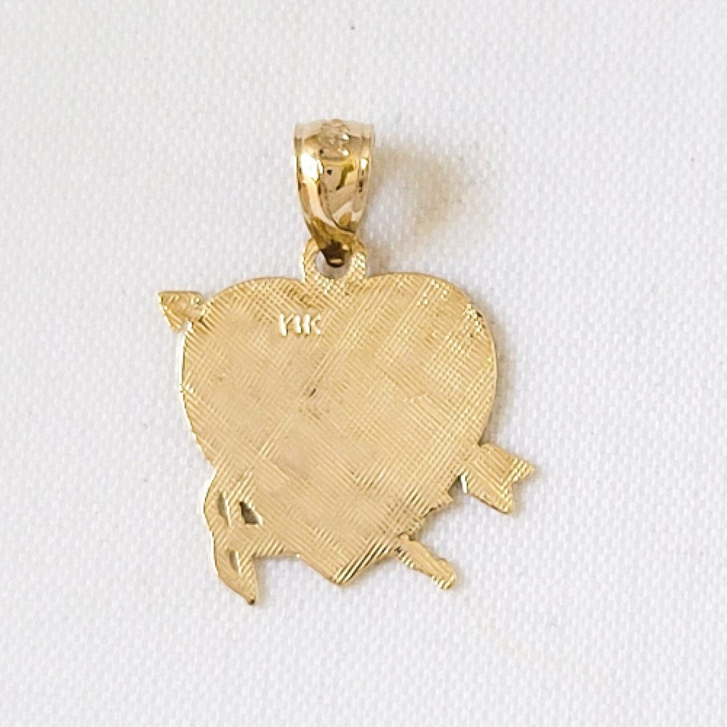 14k Yellow Gold Love Heart with Angel Pendant