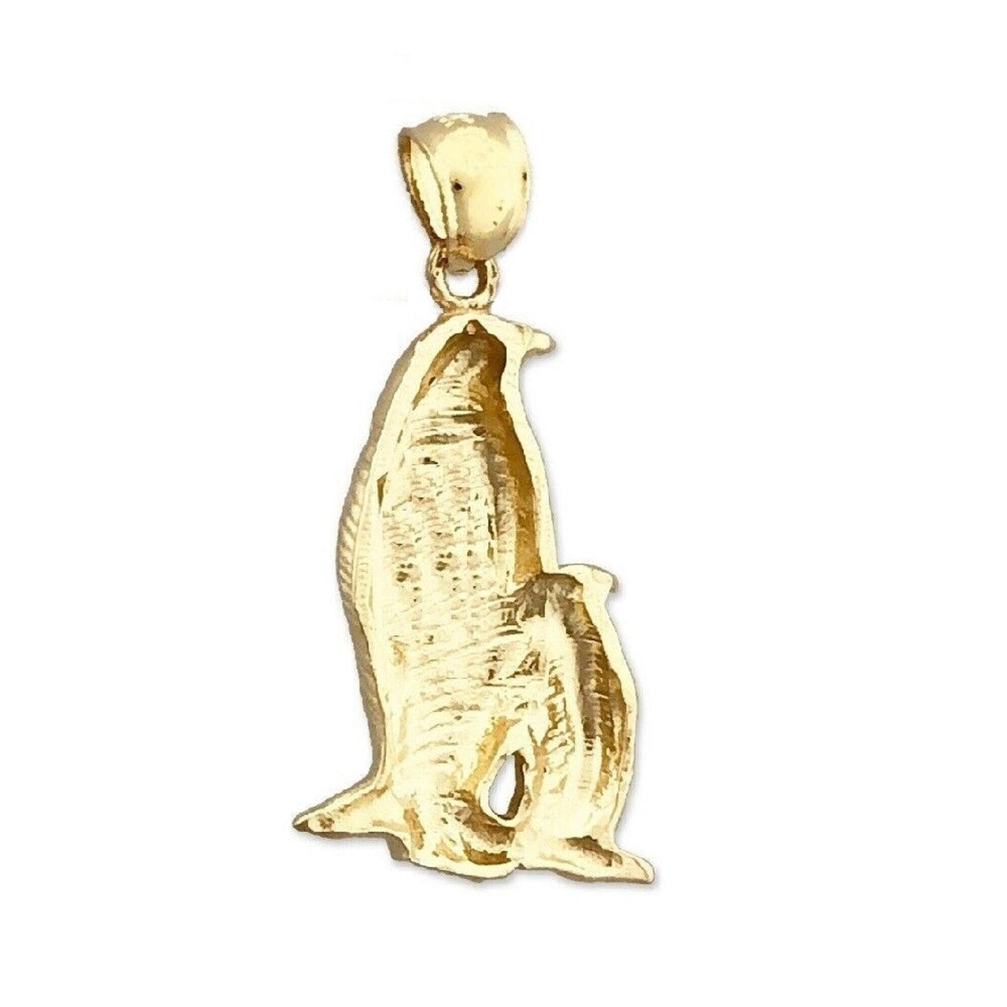 14K Yellow Gold Mother and Baby Penguin Pendant