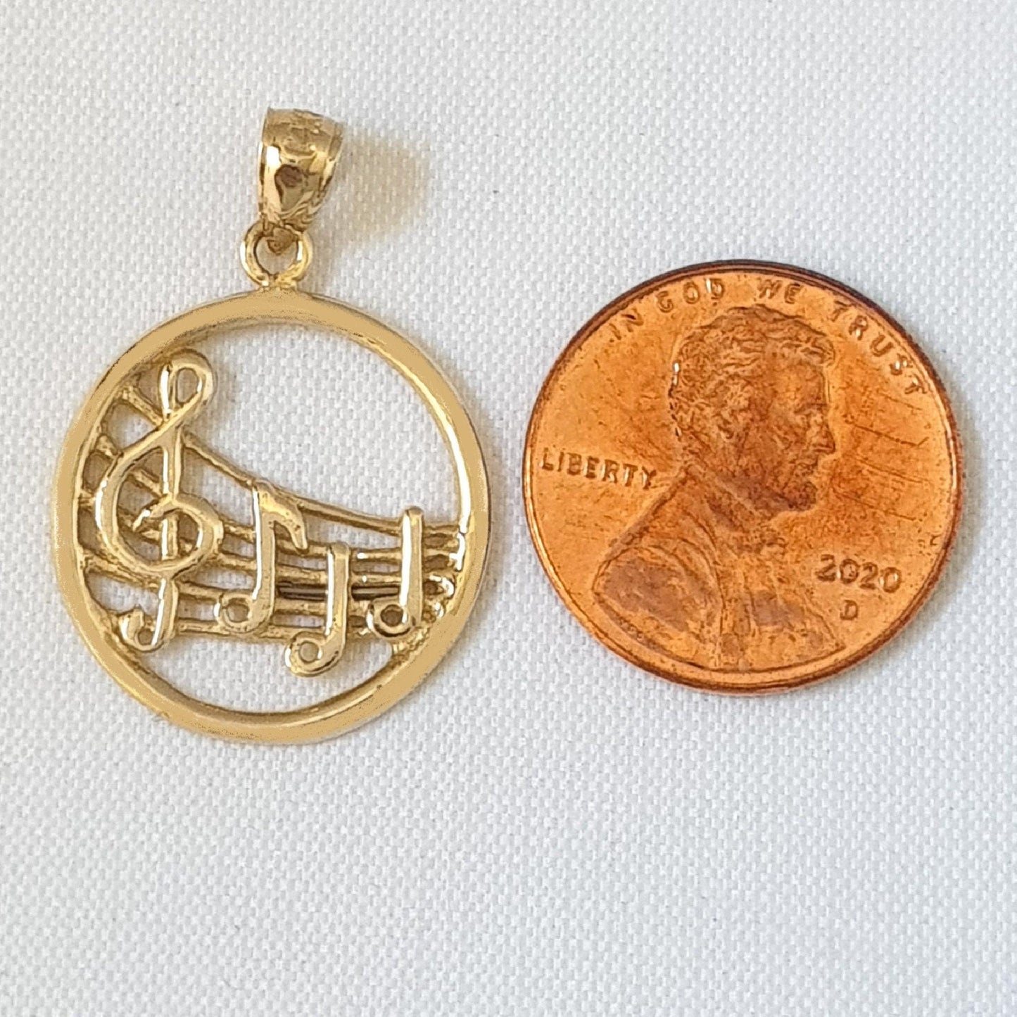 14K Yellow Gold Musical Notes Pendant
