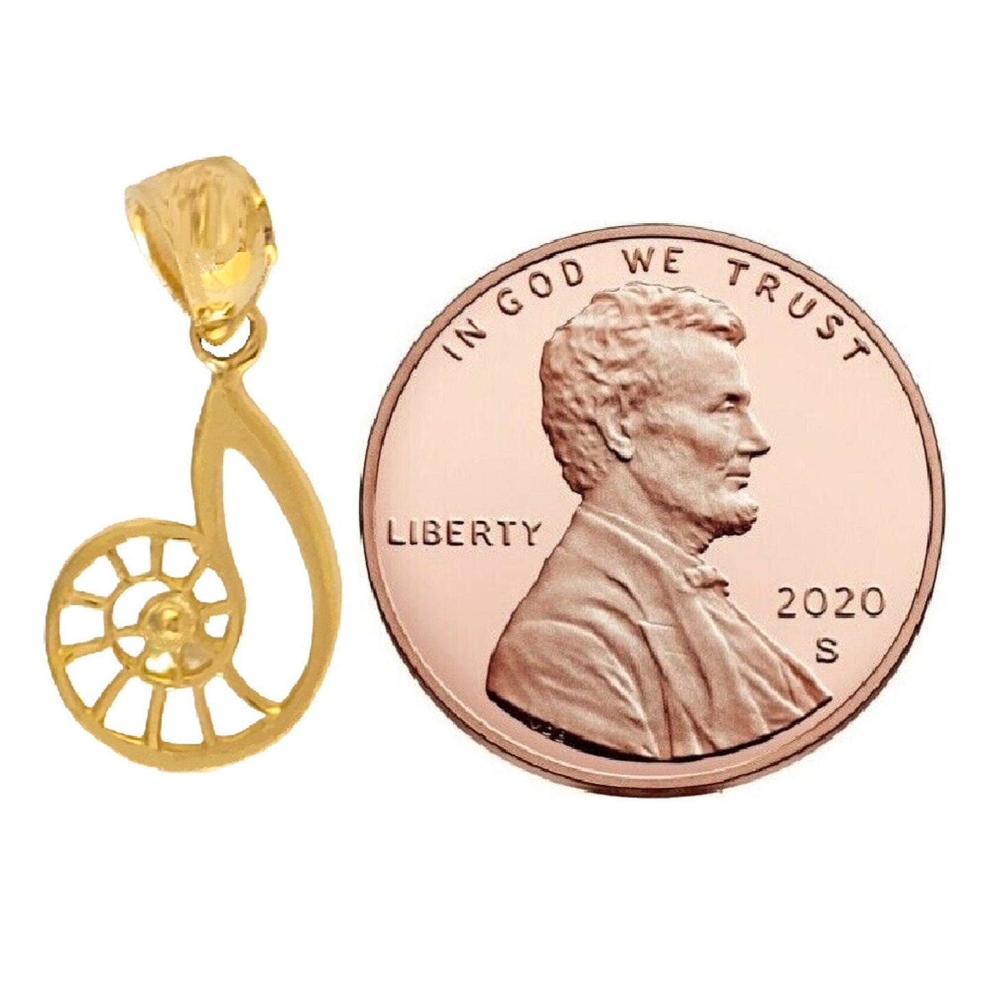 14K Yellow Gold Nautilus Shell Pendant Charm