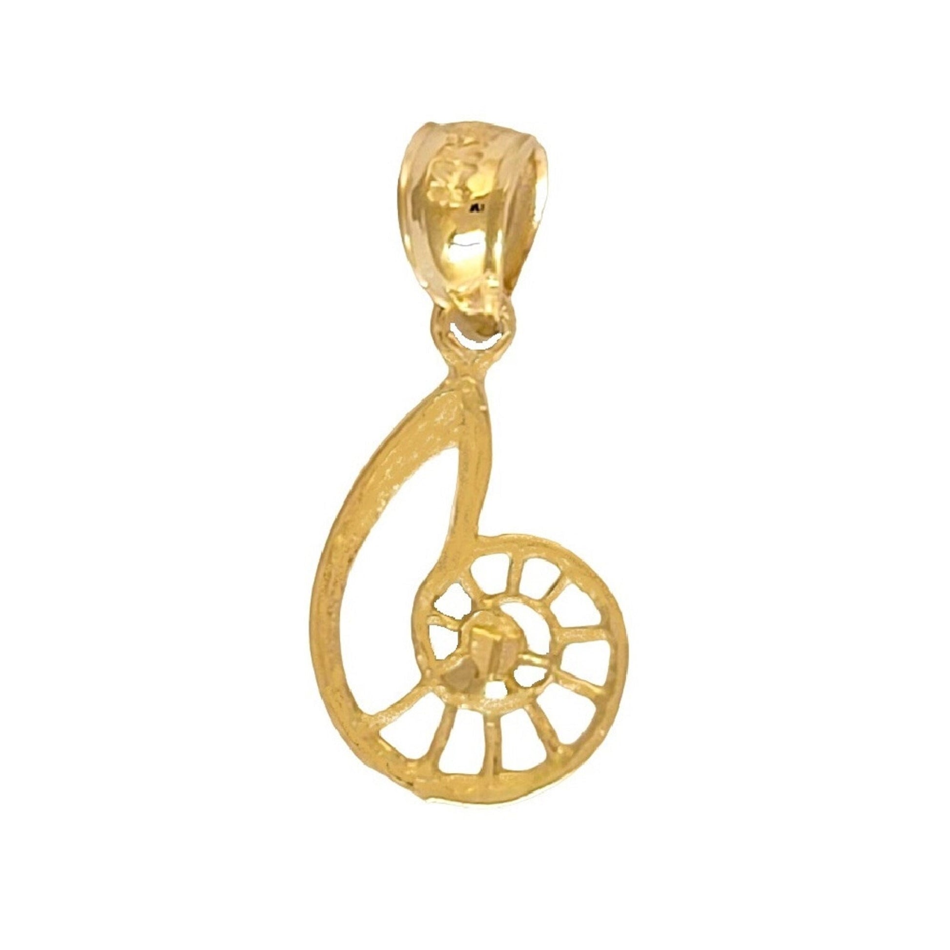 14K Yellow Gold Nautilus Shell Pendant Charm