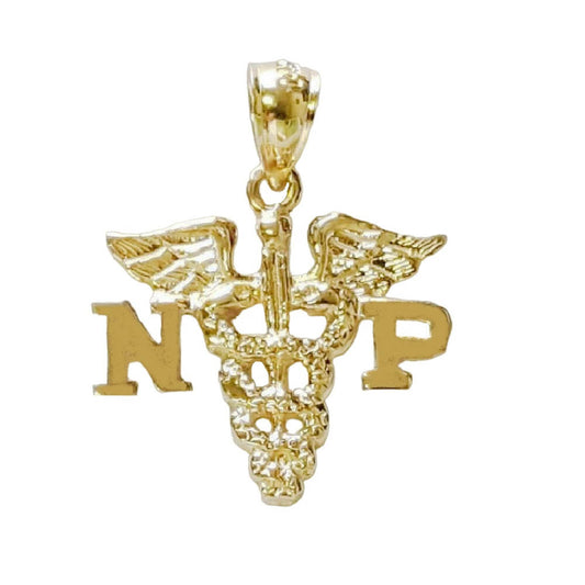 14K Yellow Gold NP Nurse Practitioner Pendant