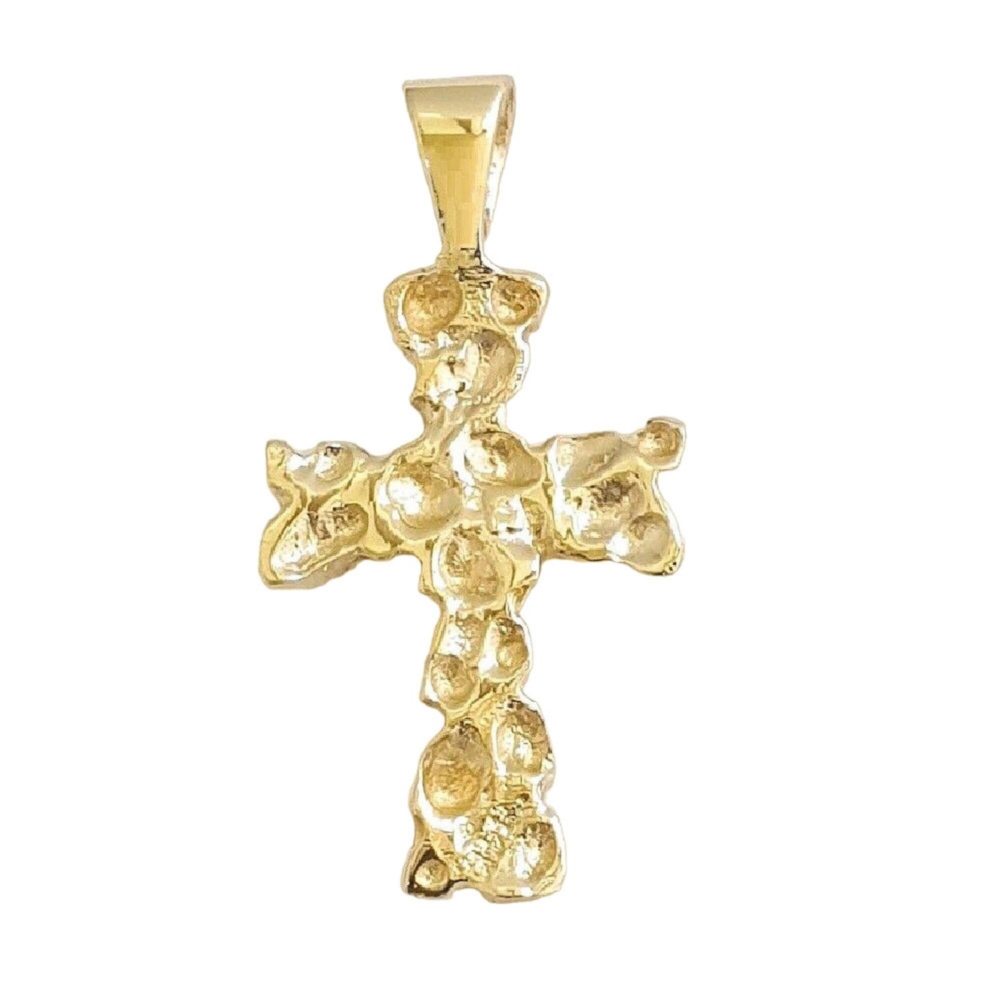 14K Yellow Gold Nugget Cross Pendant