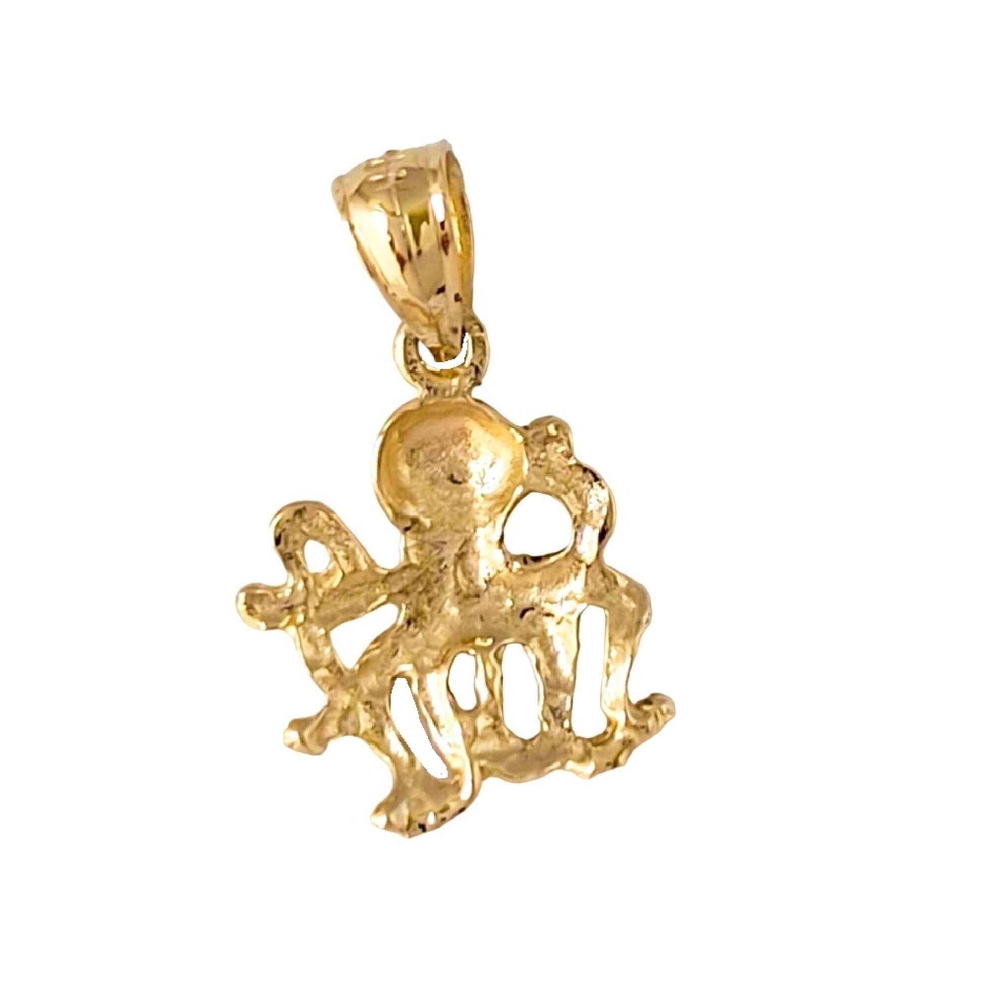 14K Yellow Gold Octopus Pendant