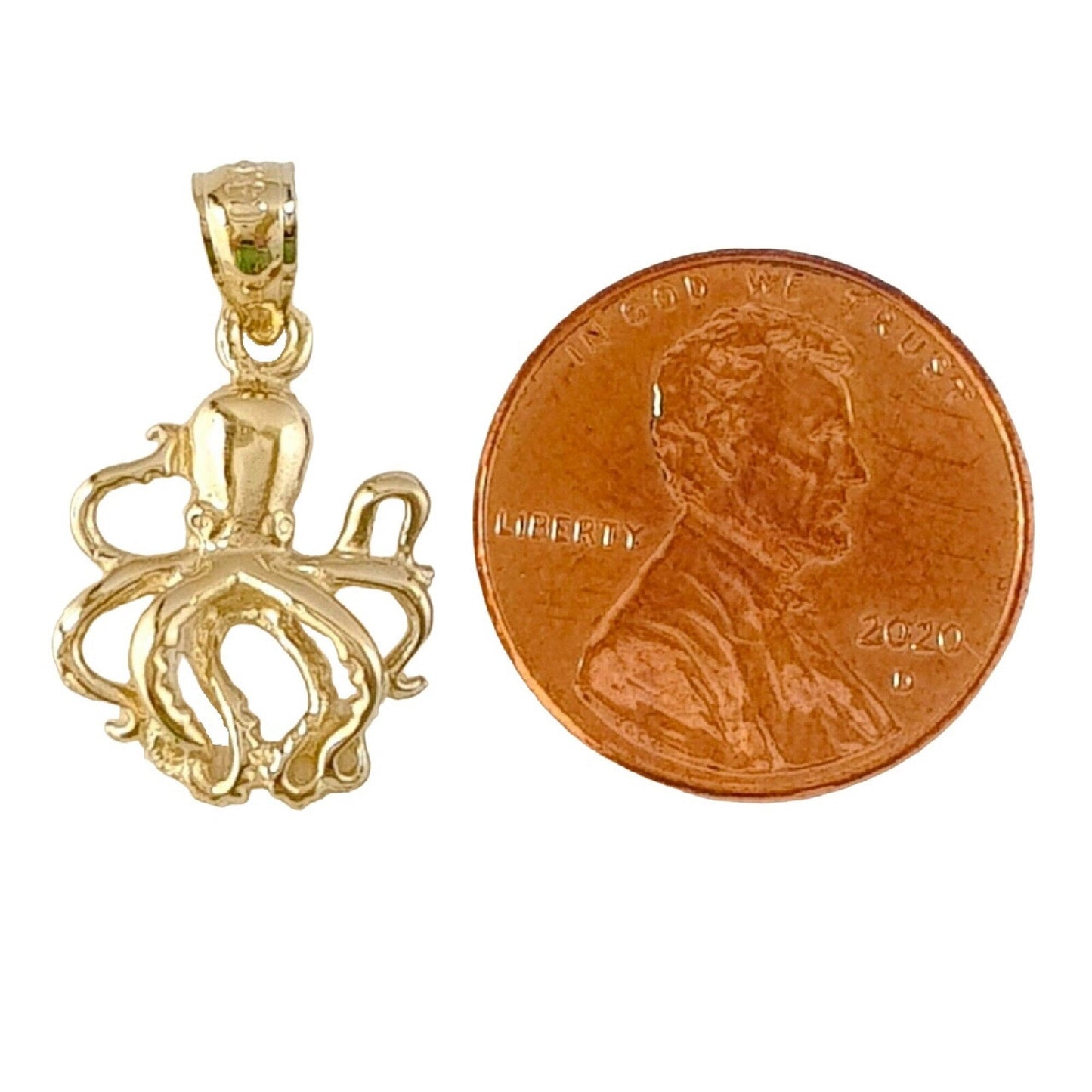 14K Yellow Gold Octopus Pendant