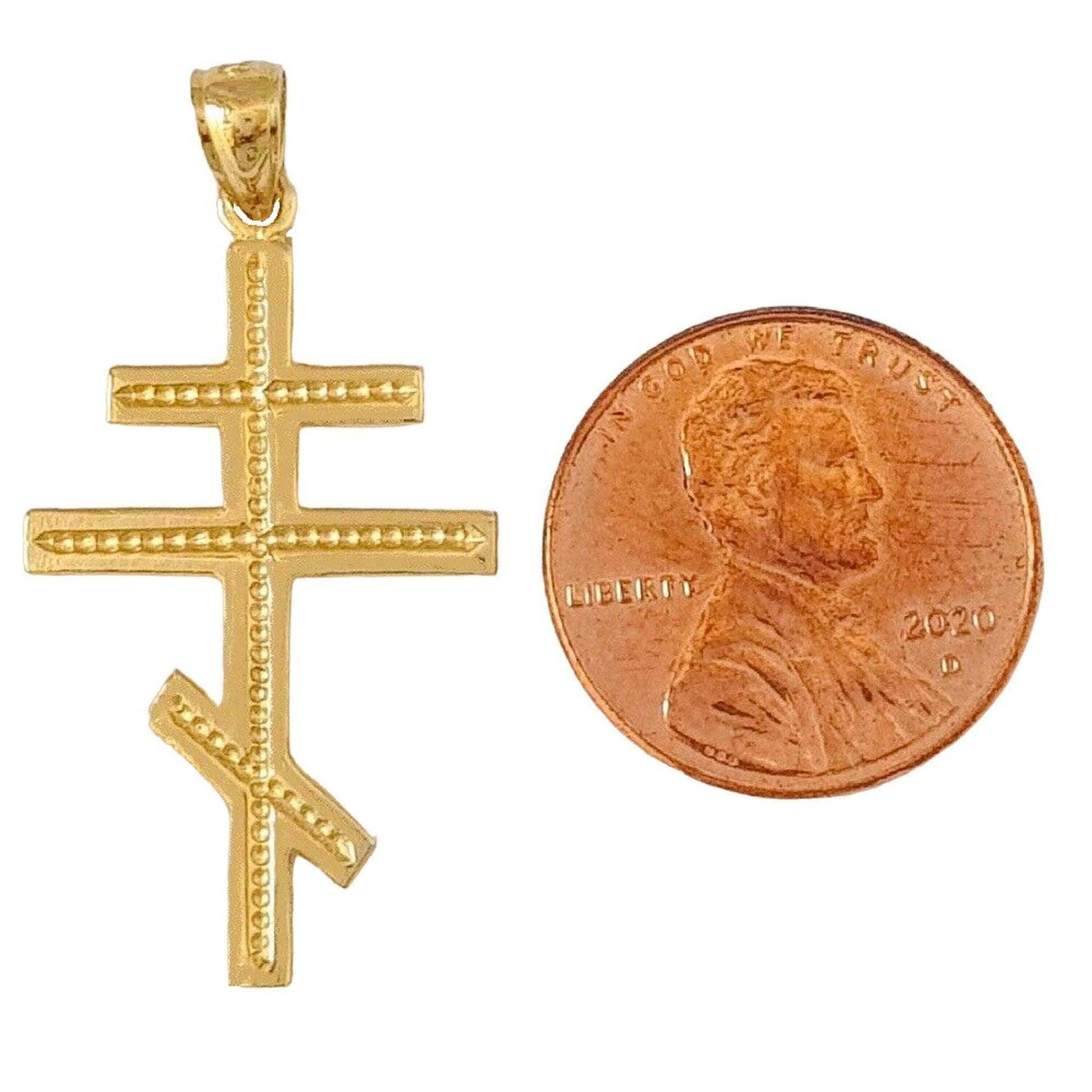 14K Yellow Gold Orthodox Cross Pendant