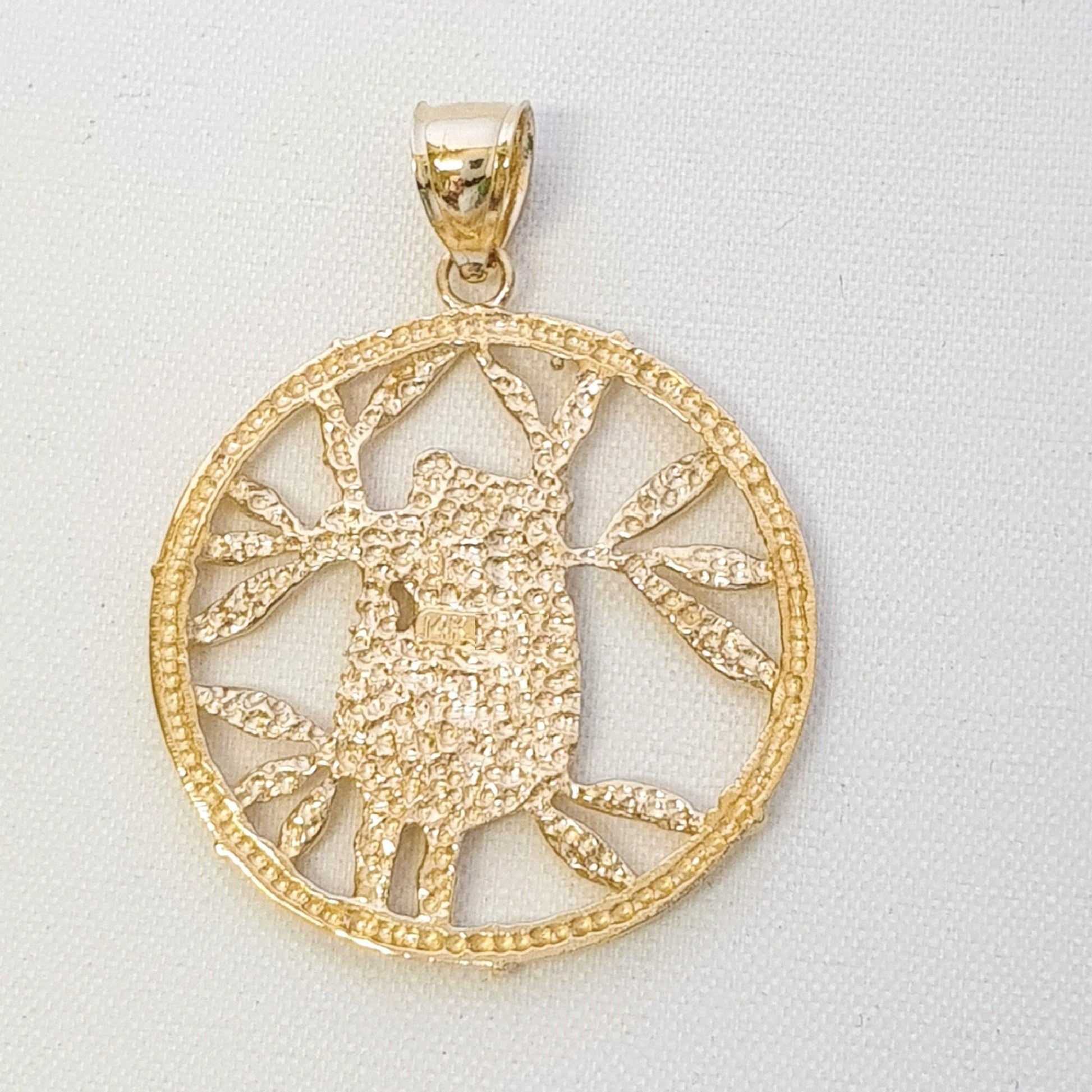 14K Yellow Gold Panda Bear Large Pendant