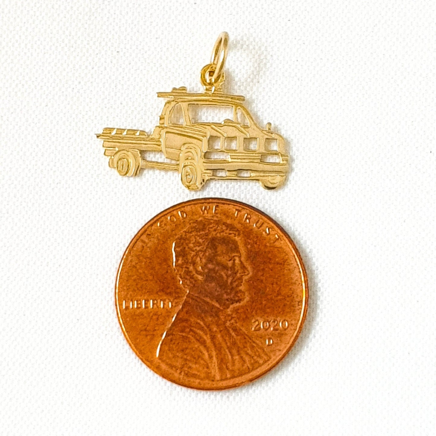14K Yellow Gold Pickup Truck Charm Pendant
