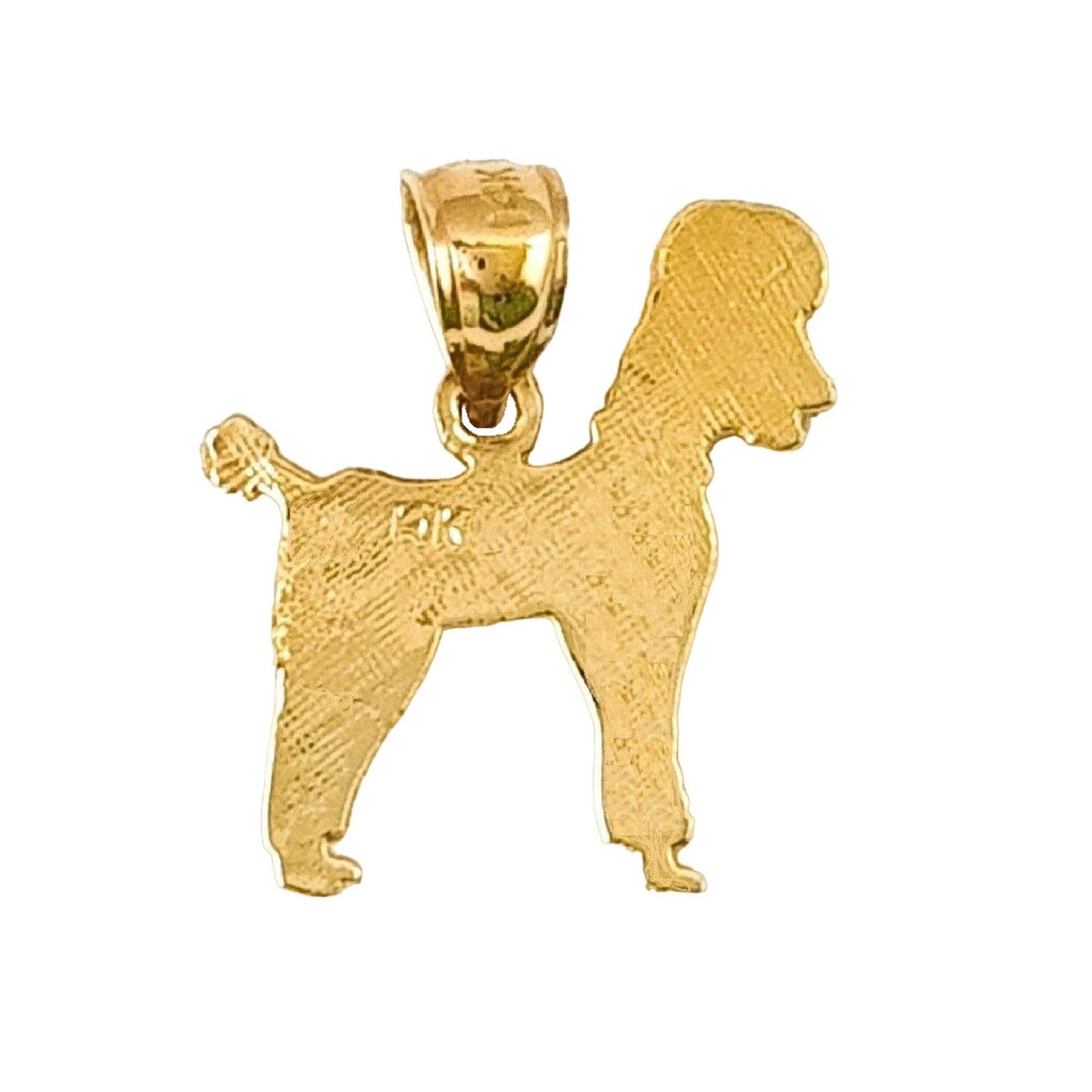 14K Yellow Gold Poodle Dog Pendant