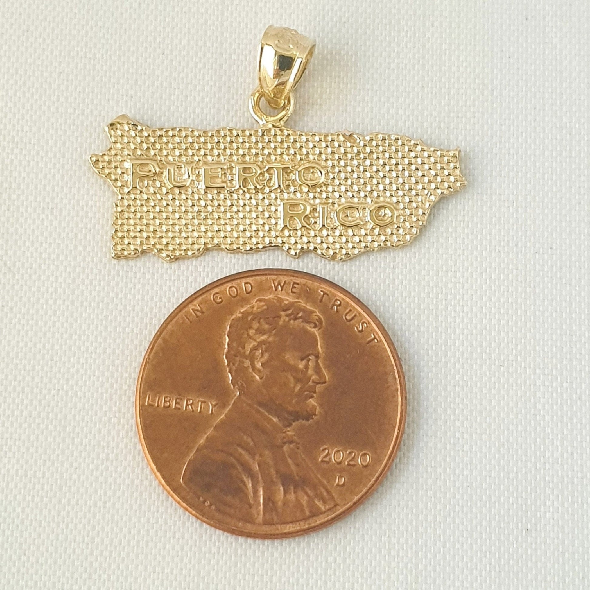 14k Yellow Gold Puerto Rico Island Pendant