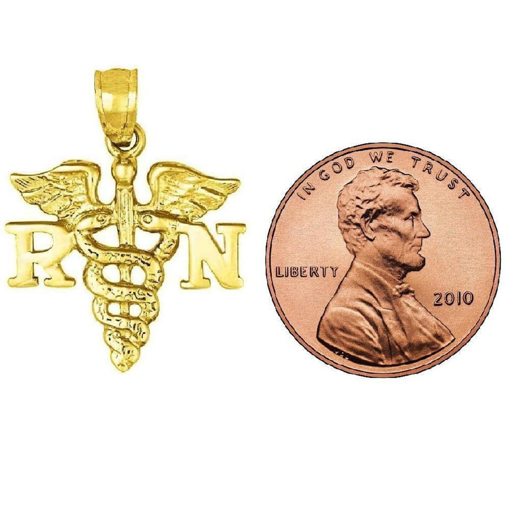 14K Yellow Gold RN REGISTERED NURSE Pendant