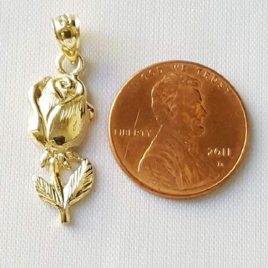 14K Yellow Gold ROSE FLOWER Pendant