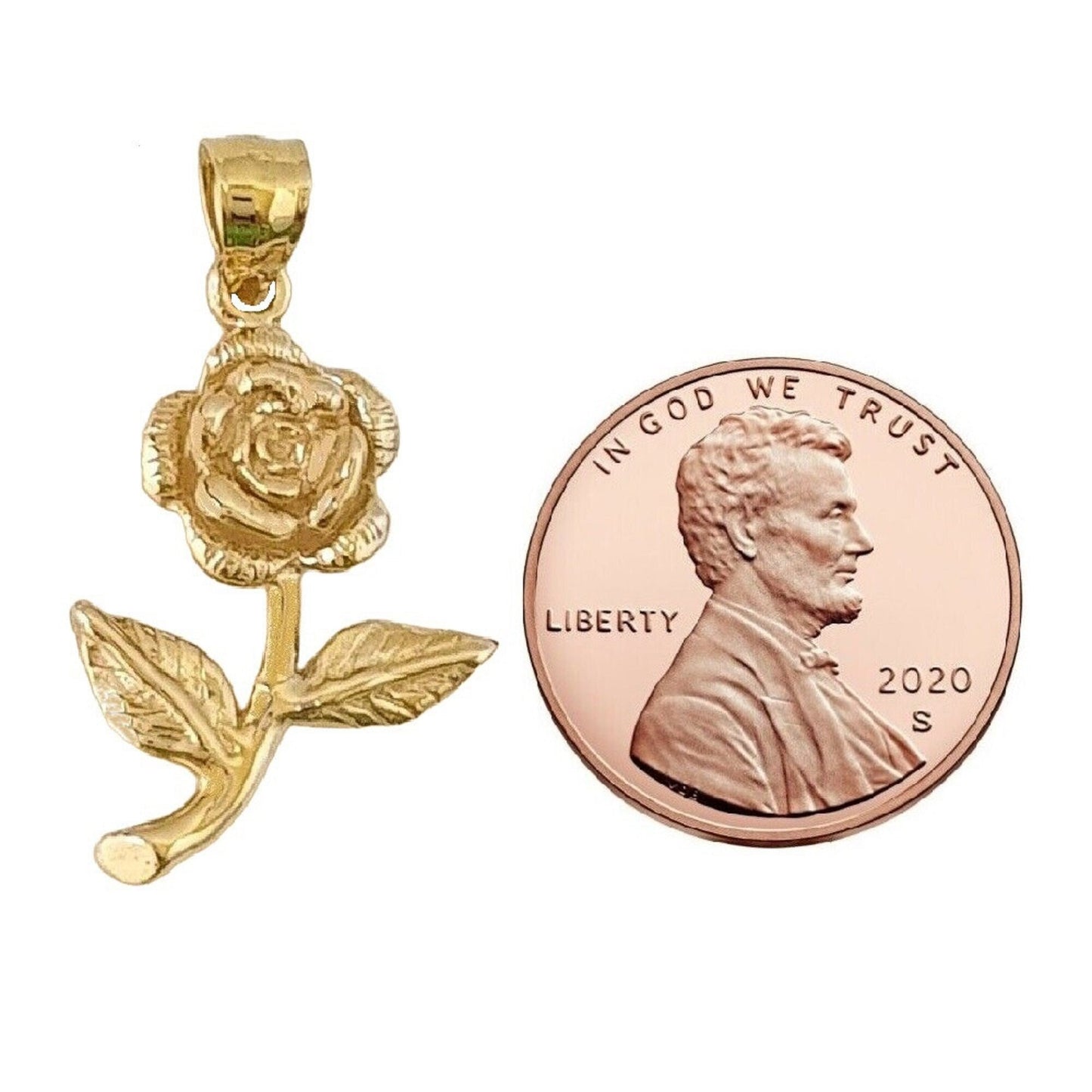 14K Yellow Gold Rose Flower Pendant
