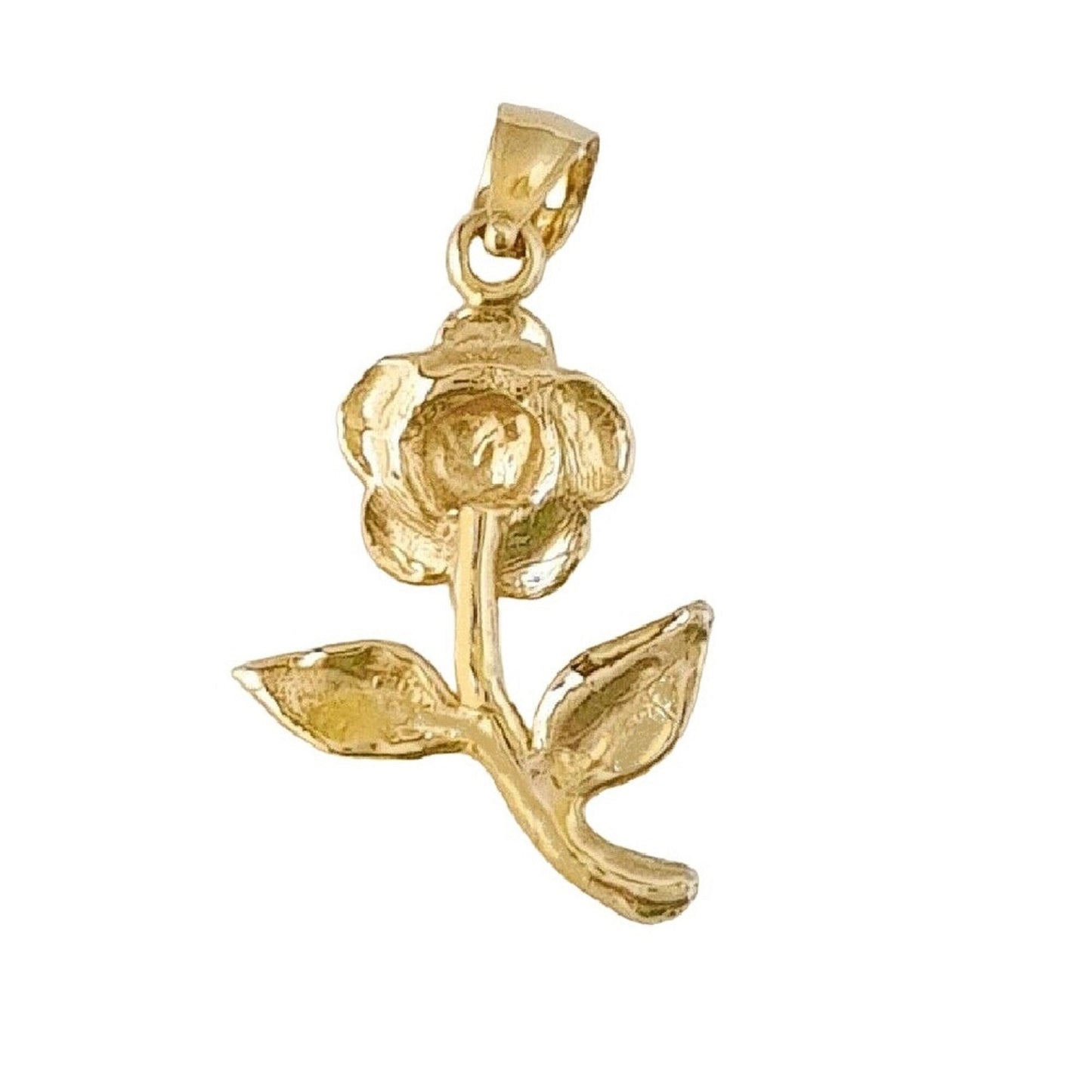 14K Yellow Gold Rose Flower Pendant