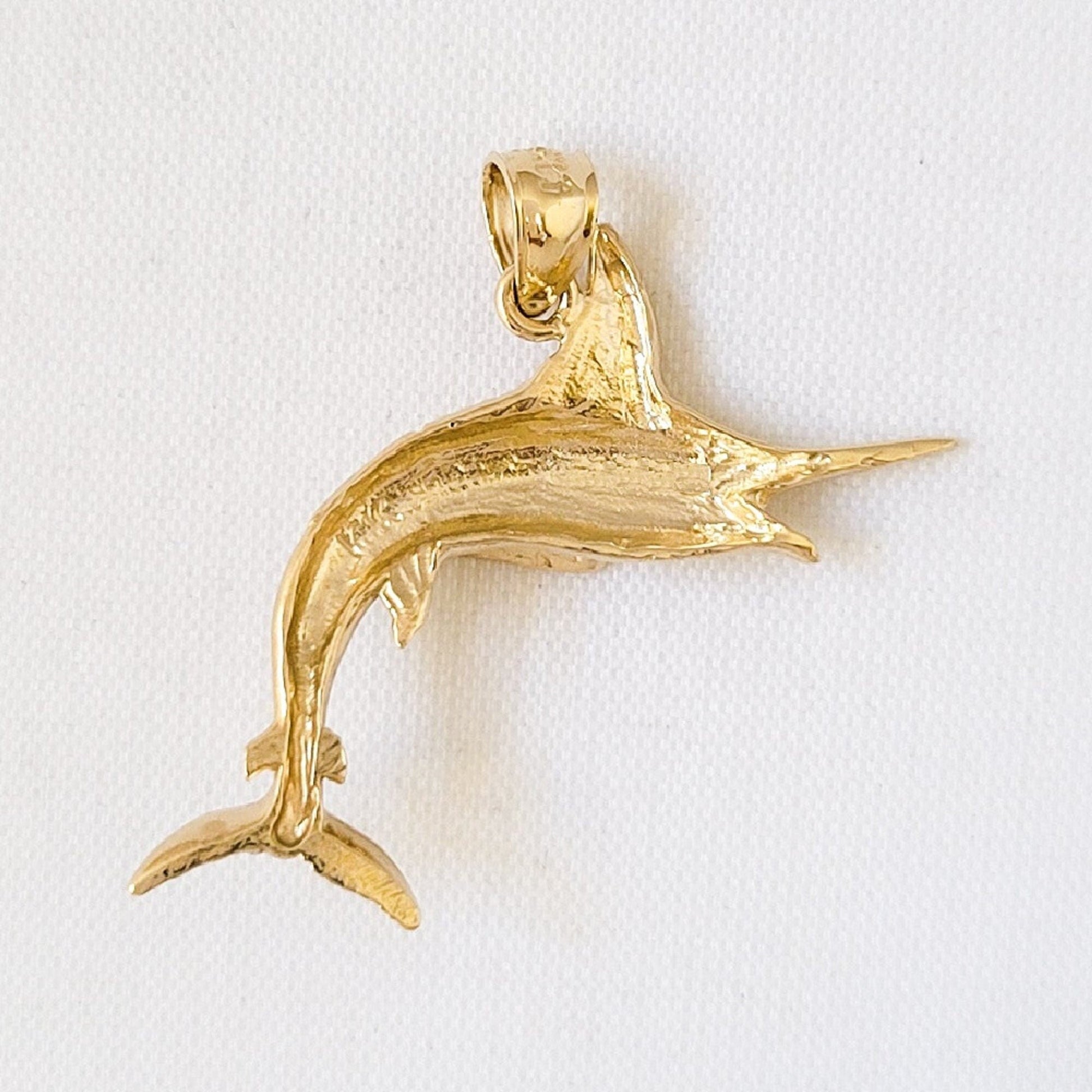 14k Yellow Gold Sailfish Marlin Fish Pendant