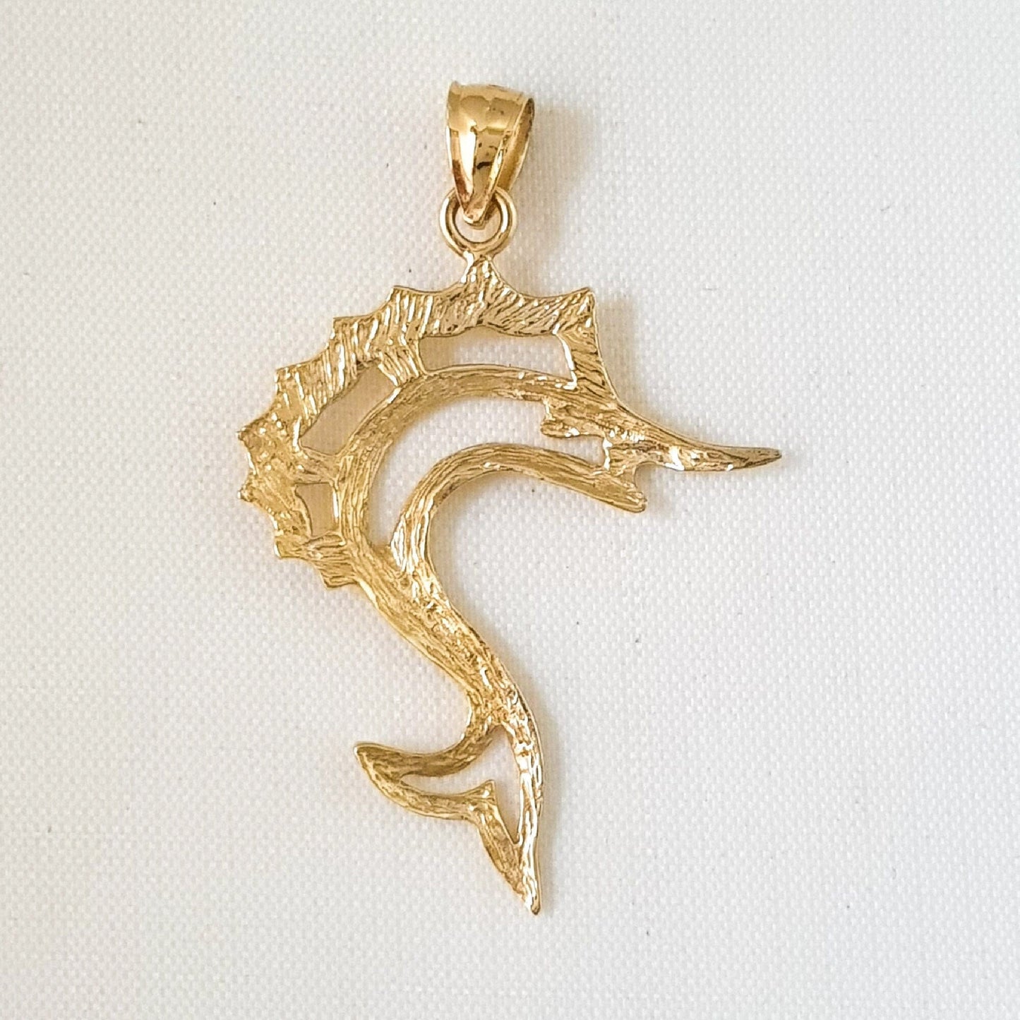 14K Yellow Gold Sailfish Marlin Pendant