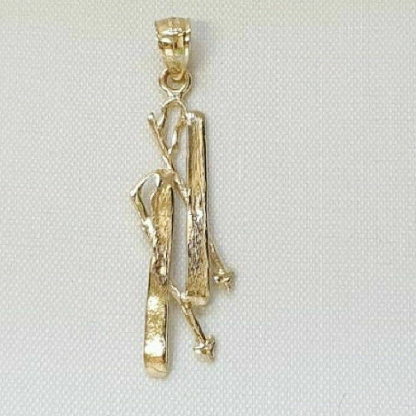 14K Yellow Gold Set of Skis Pendant
