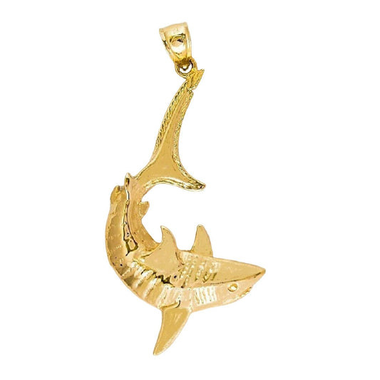 14K Yellow Gold Shark Pendant