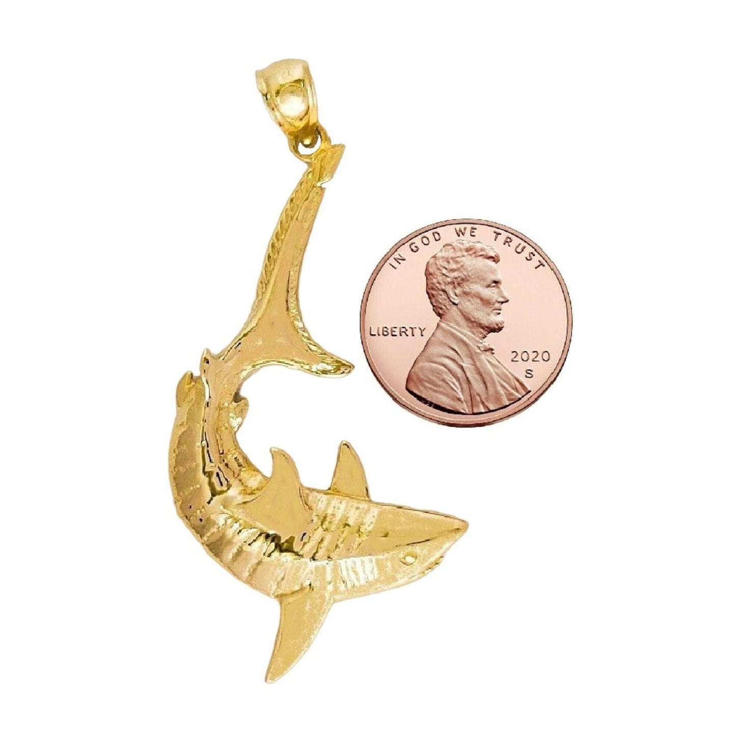 14K Yellow Gold Shark Pendant